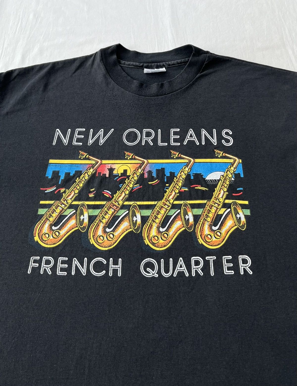 Vintage Vintage 90s New Orleans French Quarter Jazz 80s Black Tshirt Size US XXL / EU 58 / 5 - 5 Thumbnail