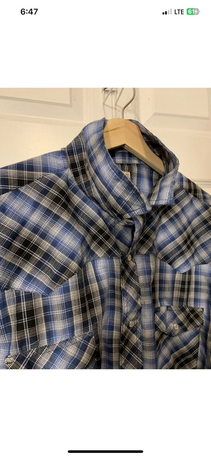 Wrangler Wrangler Men's sz 2XL Black and Blue Plaid Shirt pearl snap Size US XXL / EU 58 / 5 - 3 Thumbnail