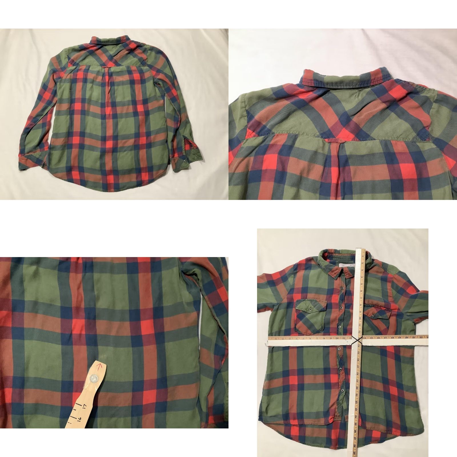 Vintage BILLY T Shirt Womens L Green Red Plaid Button Front Long Sleeve Casual Size L / US 10 / IT 46 - 8 Thumbnail