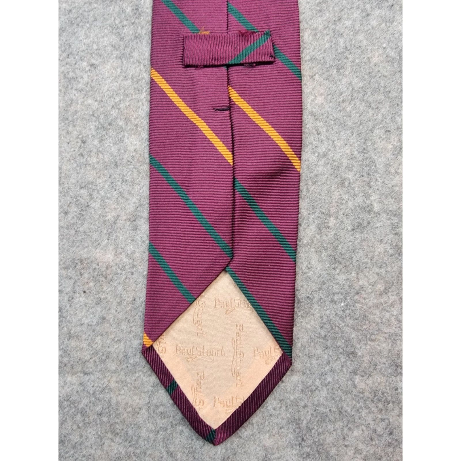Paul Stuart Paul Stuart Tie Red Green Gold Stripe 100% Silk Made in USA American Preppy Size ONE SIZE - 2 Thumbnail