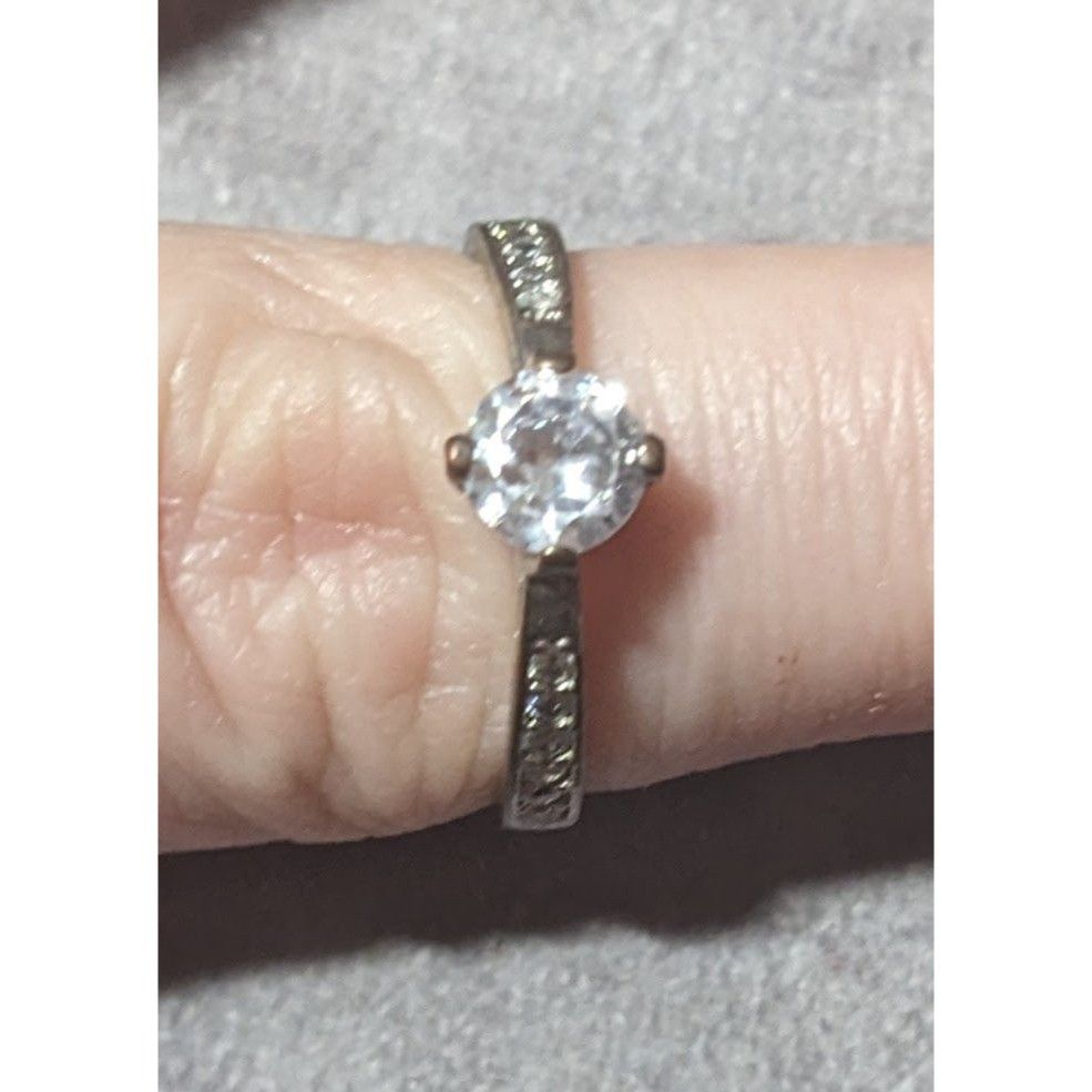 Other Classic Sterling Silver Gemmed Engagement Ring Size 7 1/2 Size ONE SIZE - 5 Thumbnail