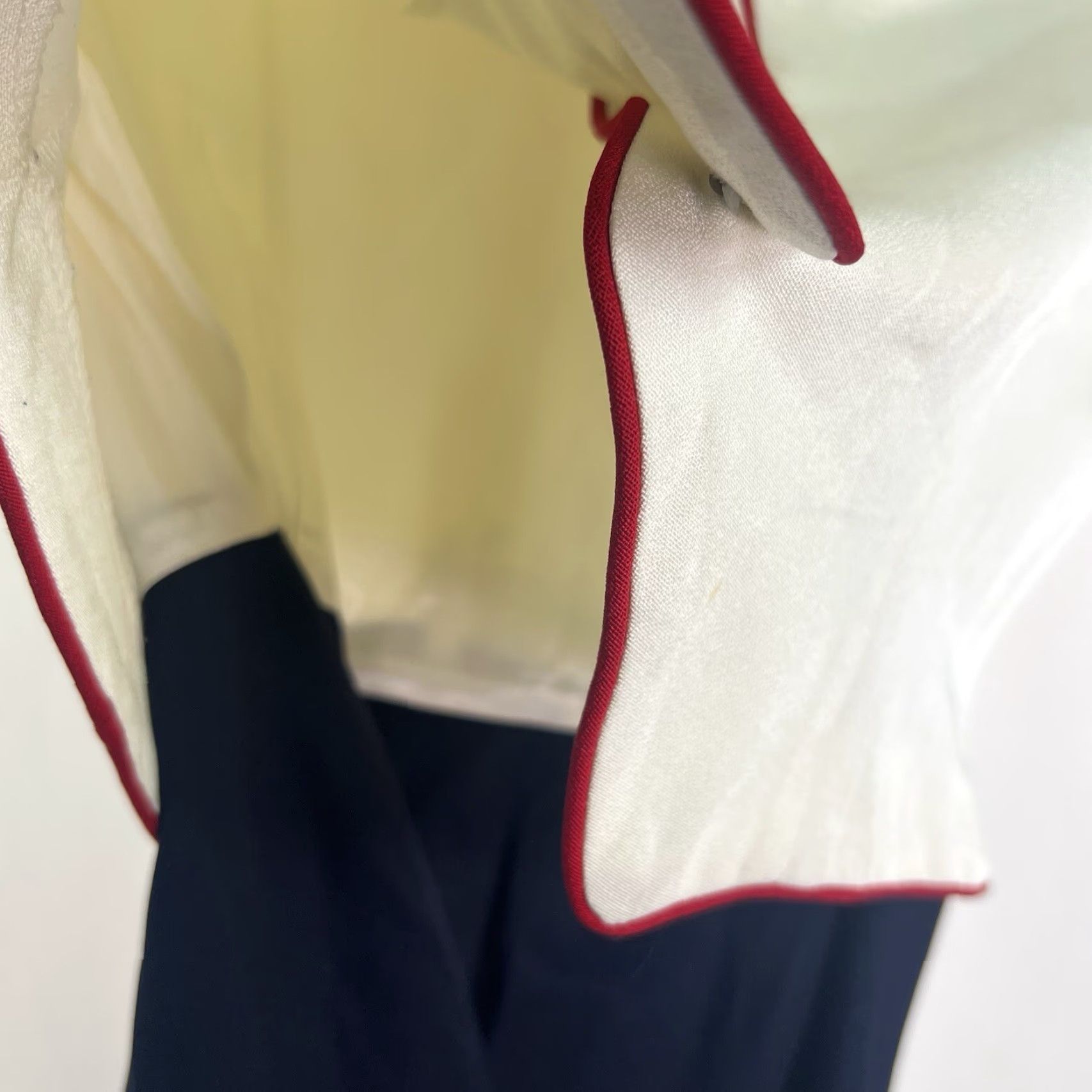 Vintage VINTAGE Danny & Nicole Dress Womens Midi Pullover V-Neck Short Asymmetrical Sleeve White/Blue Petite 10P USA Solid A-Line Fit & Flare Size L / US 10 / IT 46 - 4 Thumbnail