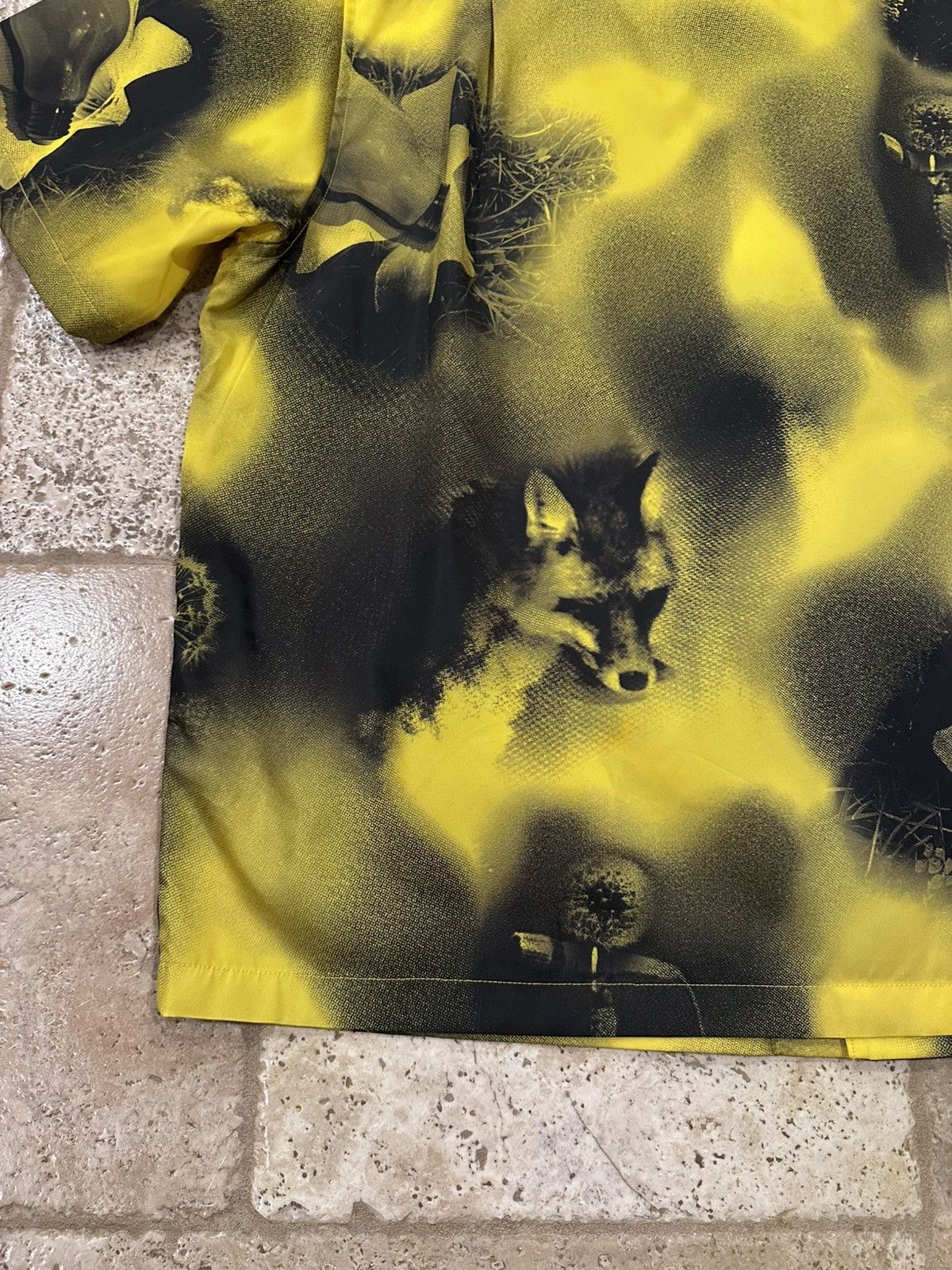 Prada Prada Abstract Fox-Print Yellow Nylon Yellow Bowling Shirt Size US XL / EU 56 / 4 - 9 Thumbnail