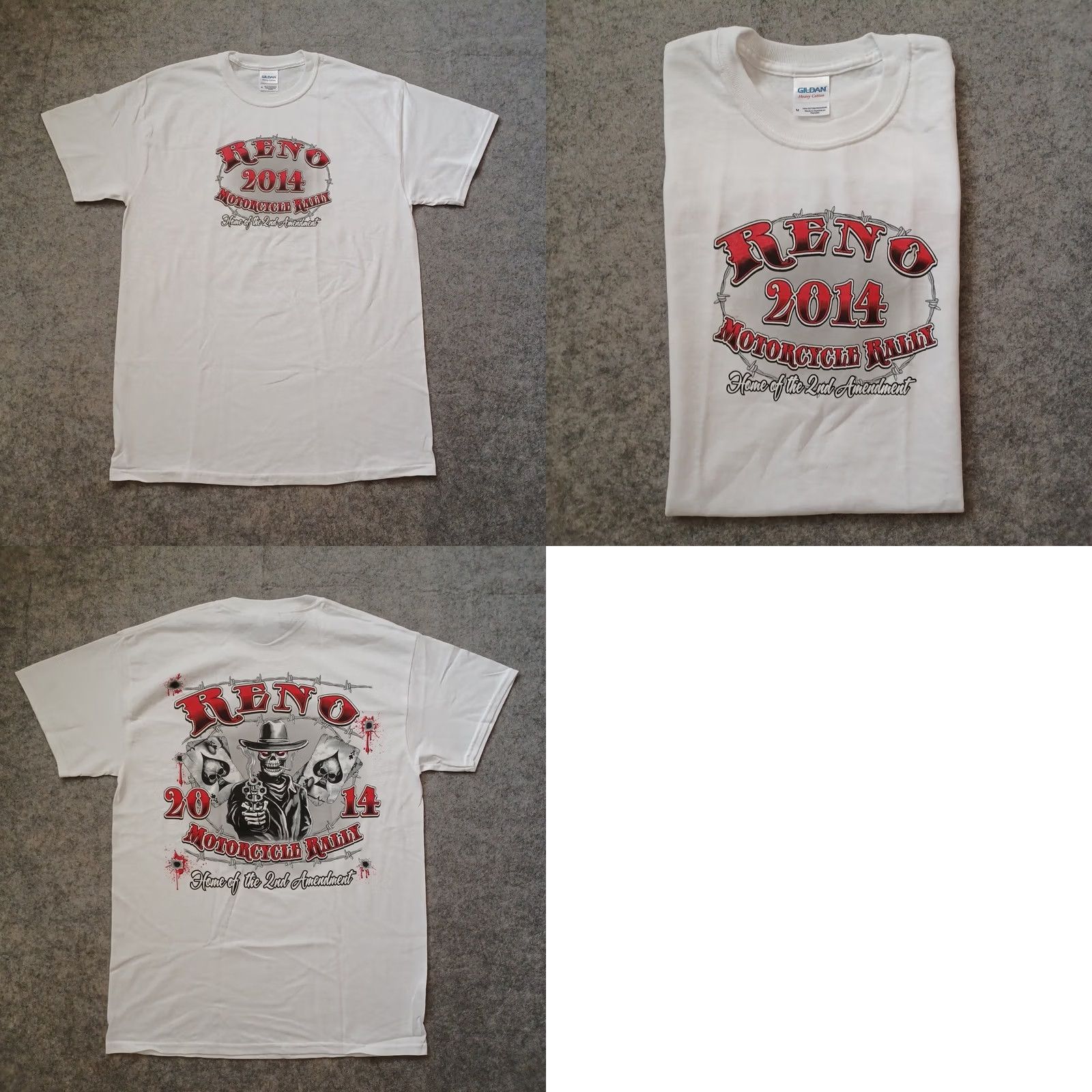 Vintage Reno Motorcycle Rally T Shirt Mens M White Home Of The 2nd Amendment Skull 2014 Size US M / EU 48-50 / 2 - 9 Thumbnail
