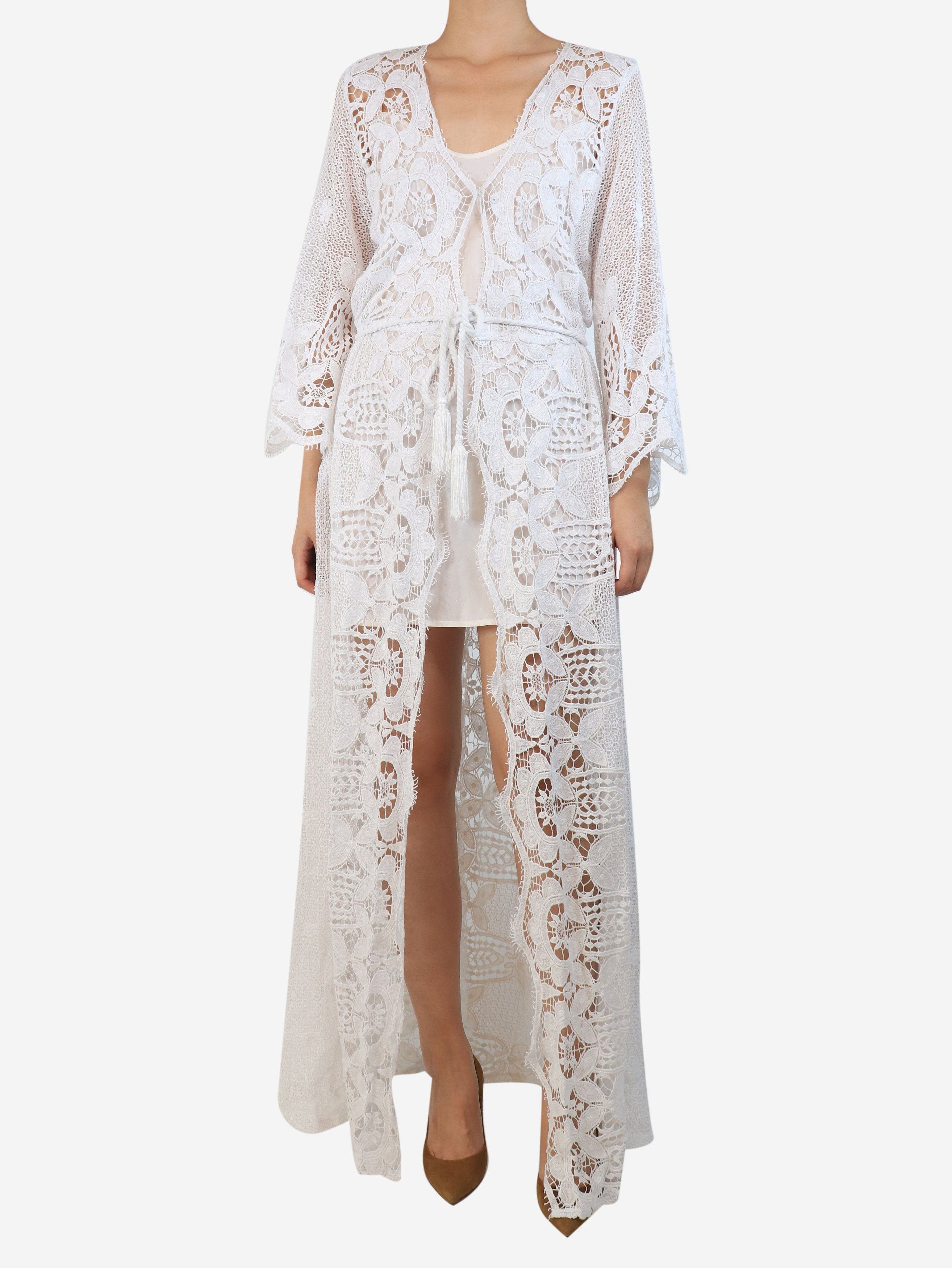 White lace maxi dress with slip - size S