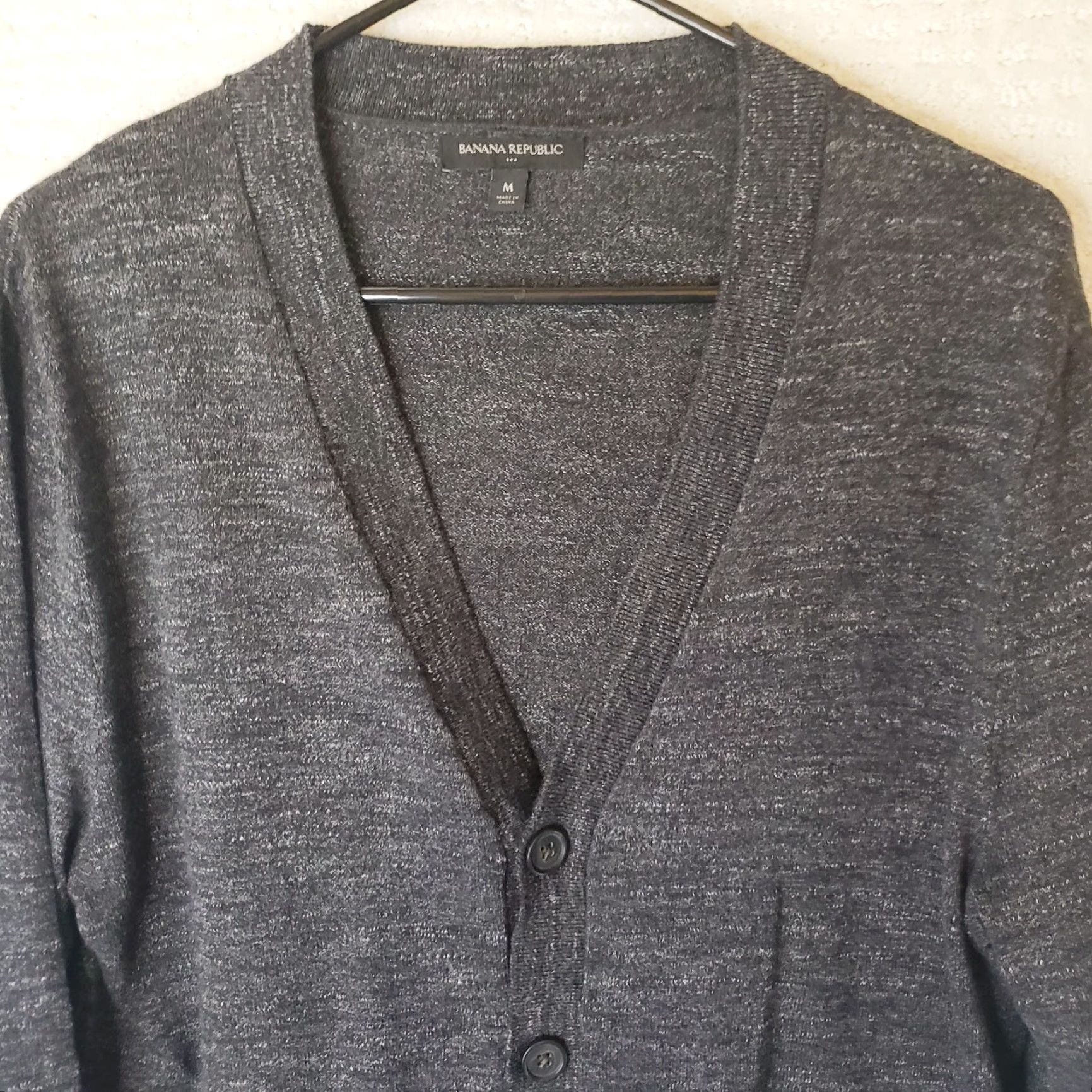 Banana Republic Banana Republic Men's Cardigan Sweater V-Neck L Charcoal Gray Cotton Pockets Knit Size US L / EU 52-54 / 3 - 4 Thumbnail