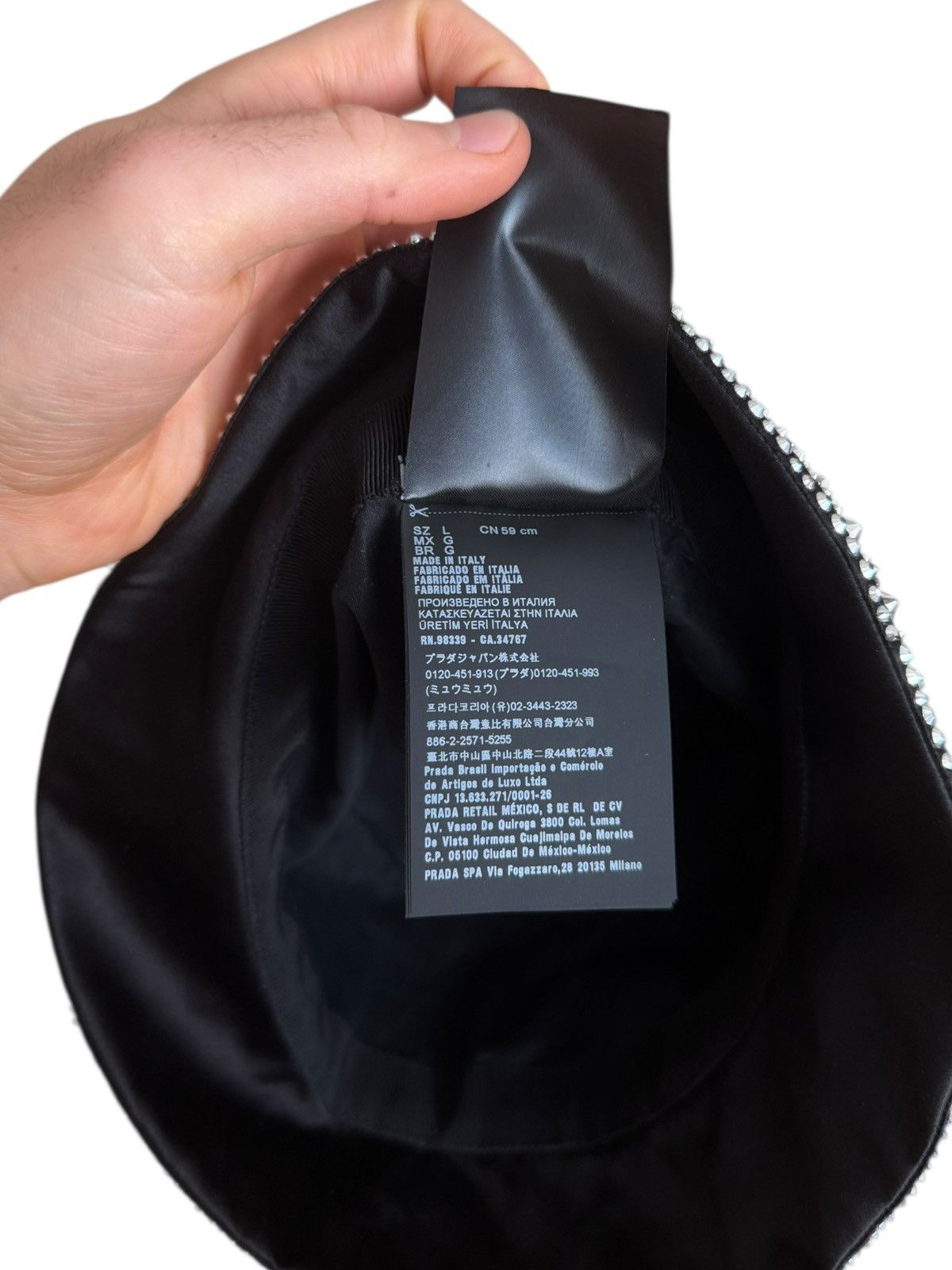 Prada $2,650 FIRE Crystal Stud Silk Bucket Hat Size ONE SIZE - 10 Thumbnail
