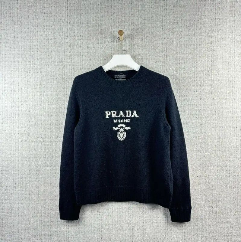 Prada Prada Black Wool Logo Knit Sweater for Men Size US M / EU 48-50 / 2 - 1 Thumbnail