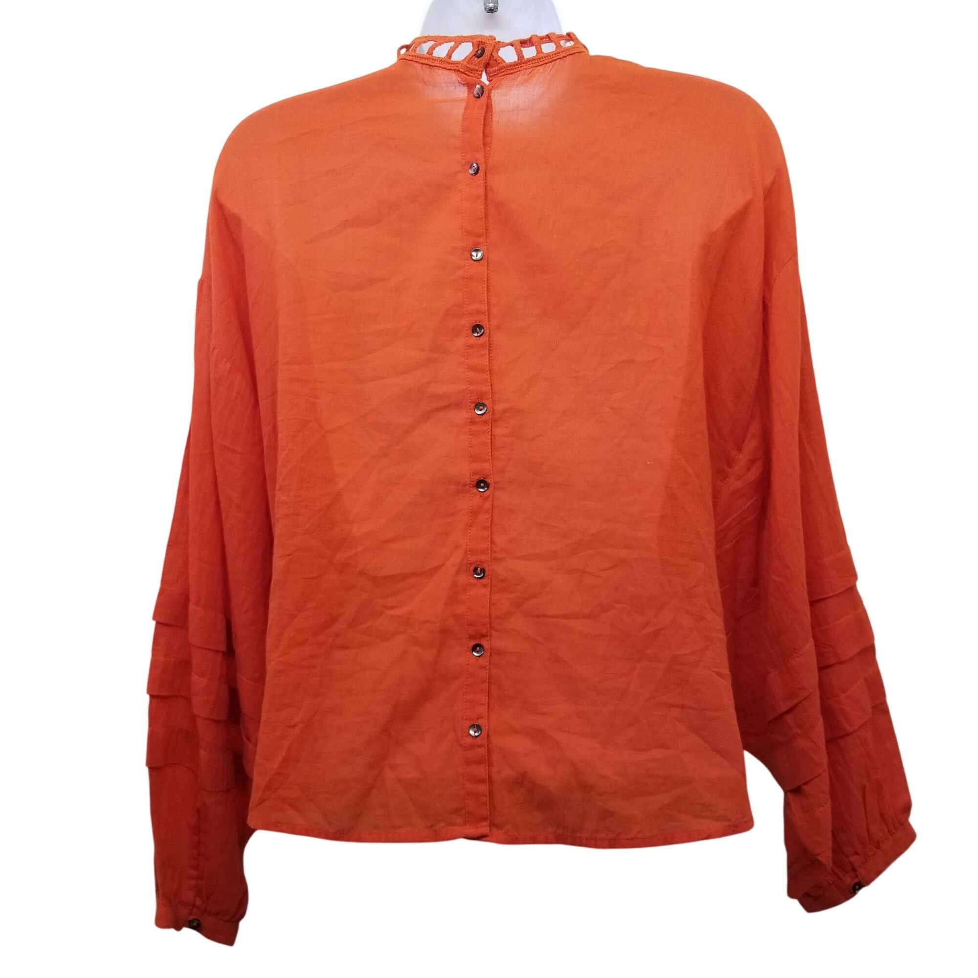 Free People Free People S Heart of Gold Orange Beaded Boho Top Semi Shee Size S / US 4 / IT 40 - 3 Thumbnail