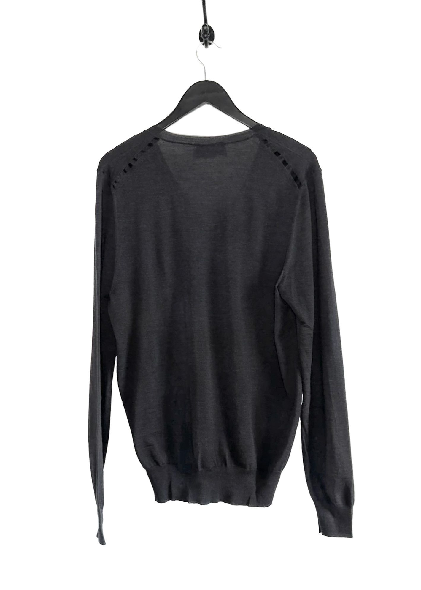 Yves Saint Laurent Yves Saint-Laurent Charcoal V-neck Wool Sweater Size US XL / EU 56 / 4 - 3 Thumbnail