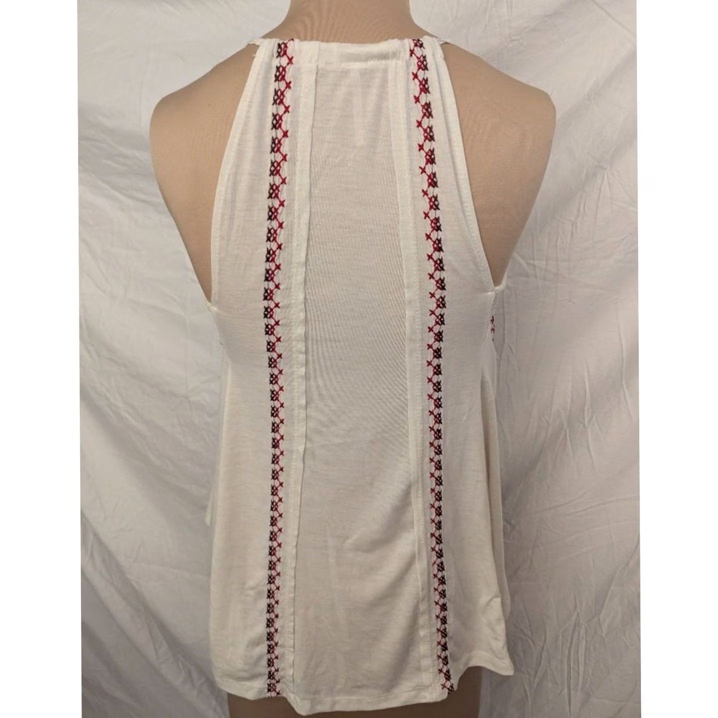 Vintage Cream Floral Embroidered Crochet Lace Tank Top Racerback Boho Festival Sz S Size S / US 4 / IT 40 - 2 Thumbnail
