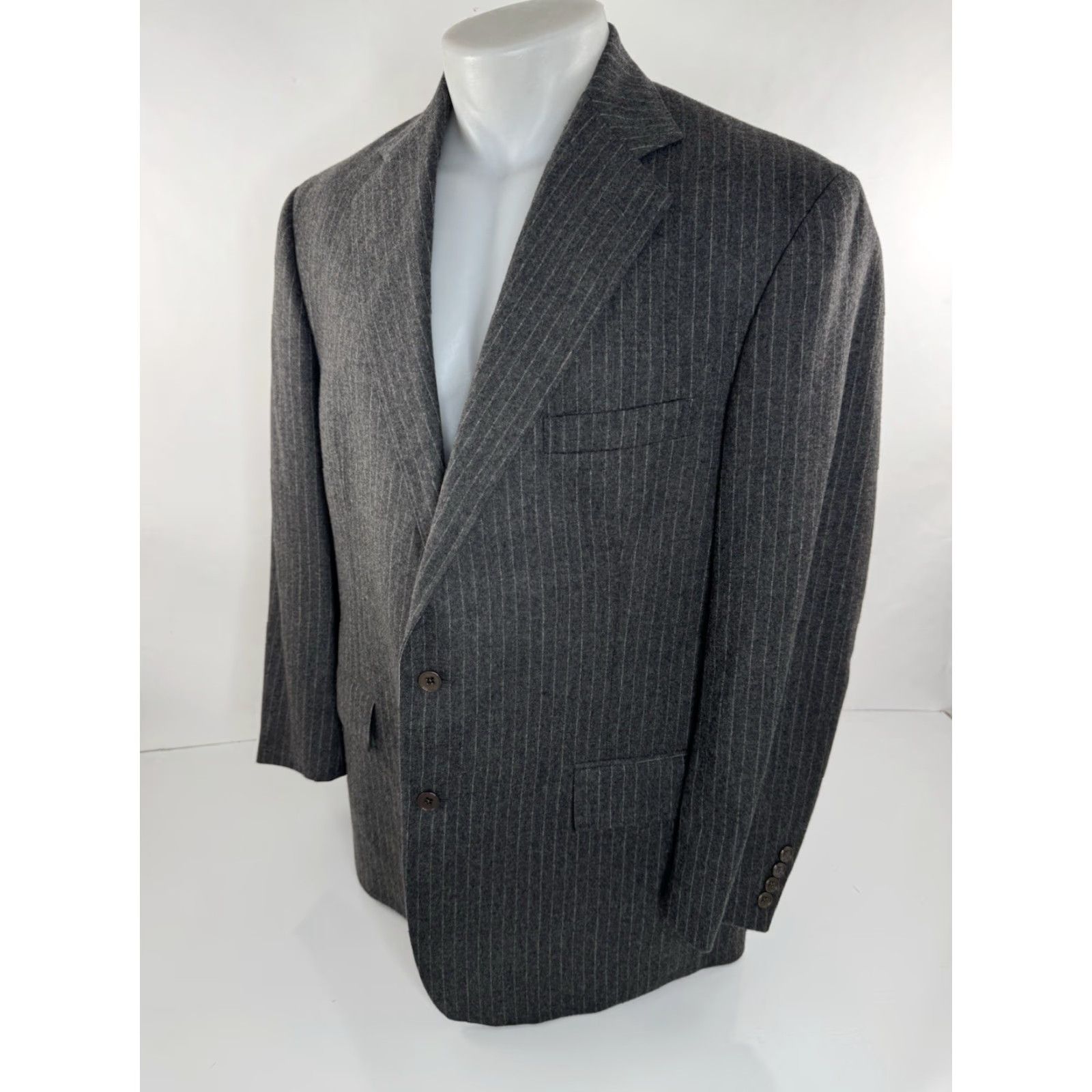 Polo Ralph Lauren Polo Ralph Lauren USA Wool Pinstripe Mens 44 Suit EXCELLENT Grey USA Theme Wool Coat Pants 44 Regular Men’s Suit Mens Size US XXL / EU 58 / 5 - 3 Thumbnail