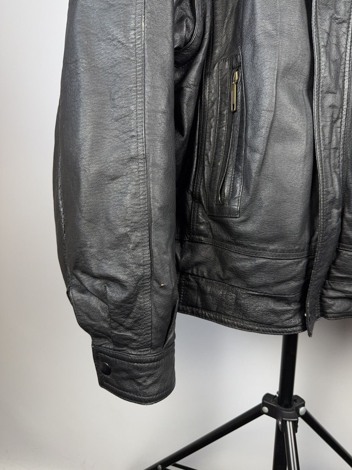 Leather × Vintage Vintage 90s Genuine Leather MOTO Bomber Jacket Rock Punk Size US M / EU 48-50 / 2 - 5 Thumbnail