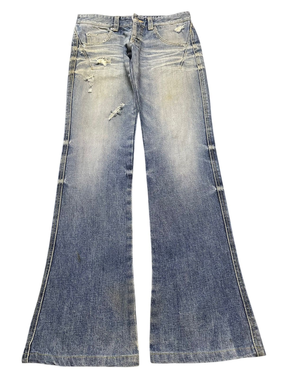 If Six Was Nine Vintage Japanese Brand Faded Wash Style Distress Flare Jeans Size US 30 / EU 46 - 1 Thumbnail
