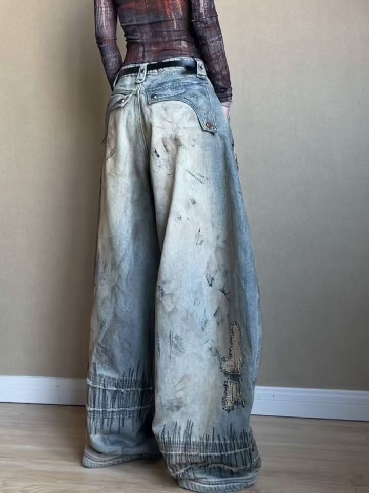 Jean Blue Graffiti Design Street Jeans Size US 30 / EU 46 - 2 Thumbnail