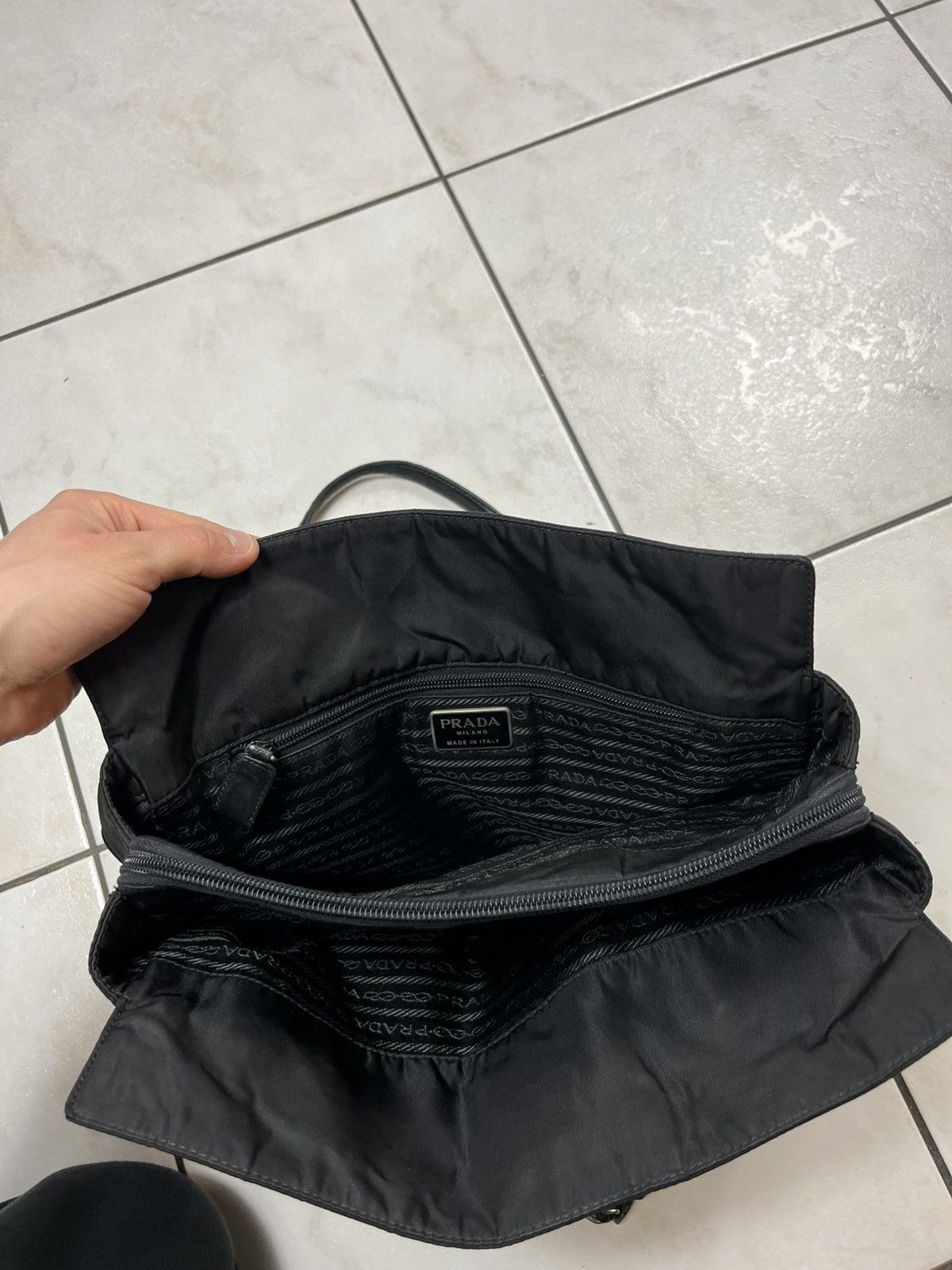 Vintage Prada nylon metal chain handbag tote bag milano