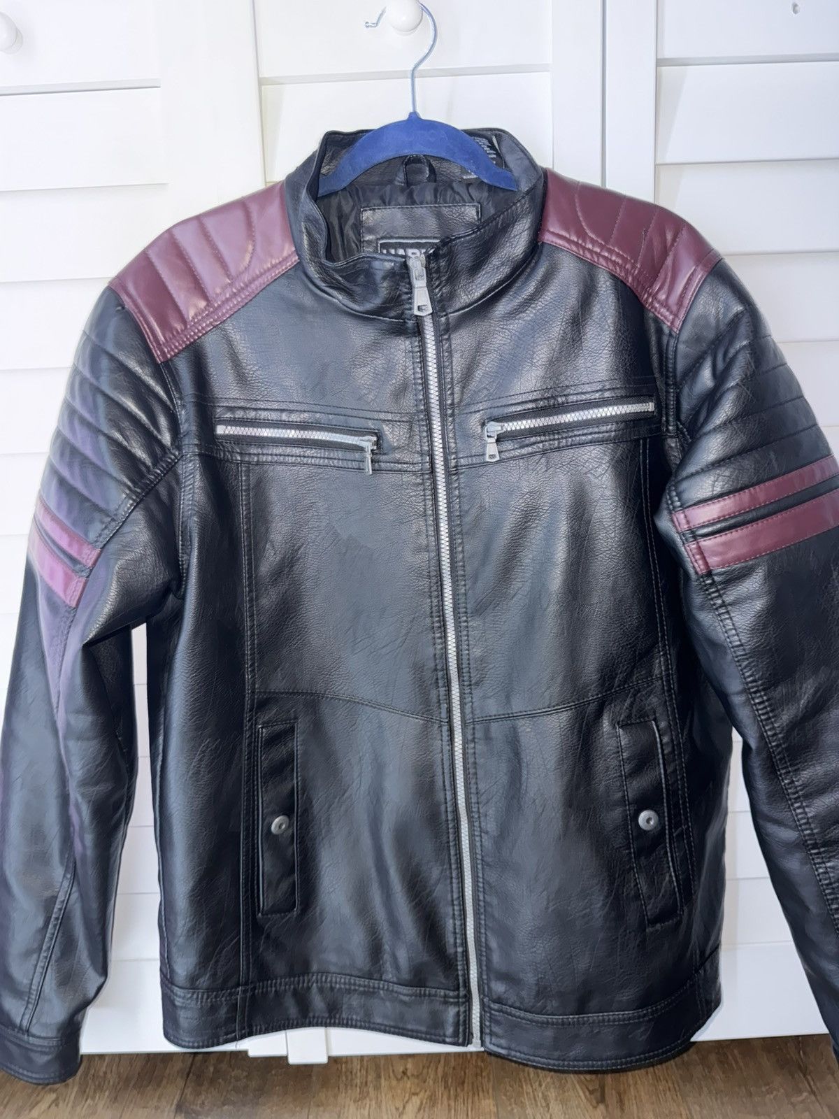 Other Black Leather Jack with Burgundy Stripe Size US L / EU 52-54 / 3 - 6 Thumbnail