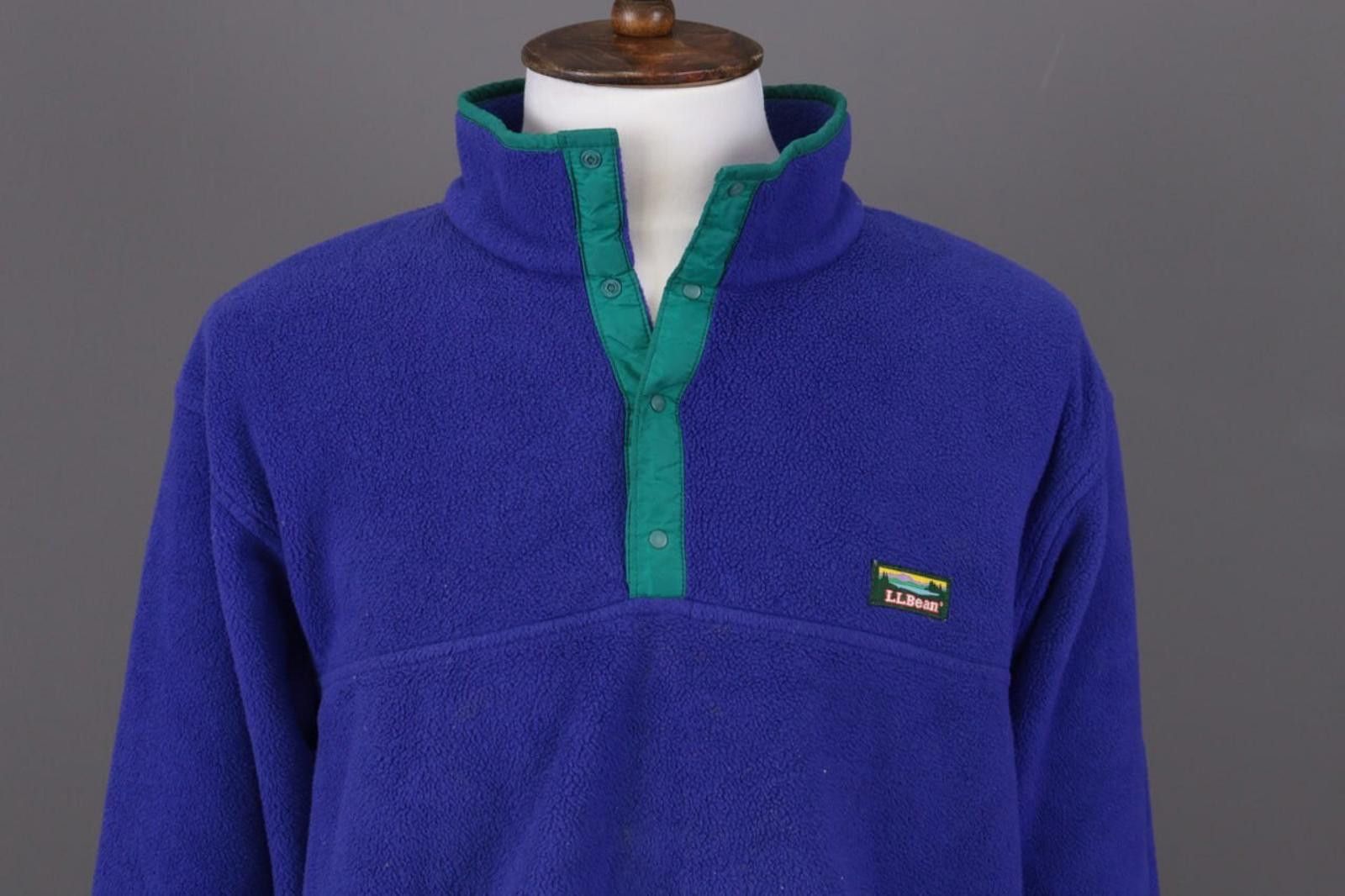 L.L. Bean L.L.Bean Blue 1/4 Zip High Neck Snap Fleece Jacket Size XL Size US XL / EU 56 / 4 - 4 Thumbnail