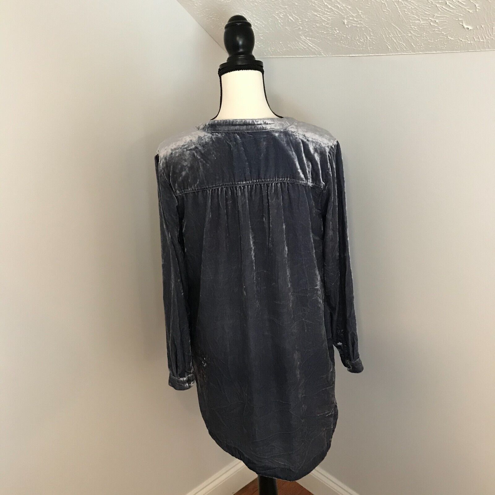 Anthropologie Anthropologie Melody Velvet Tunic Dress Slate Blue L/S Size XS / US 0-2 / IT 36-38 - 3 Thumbnail