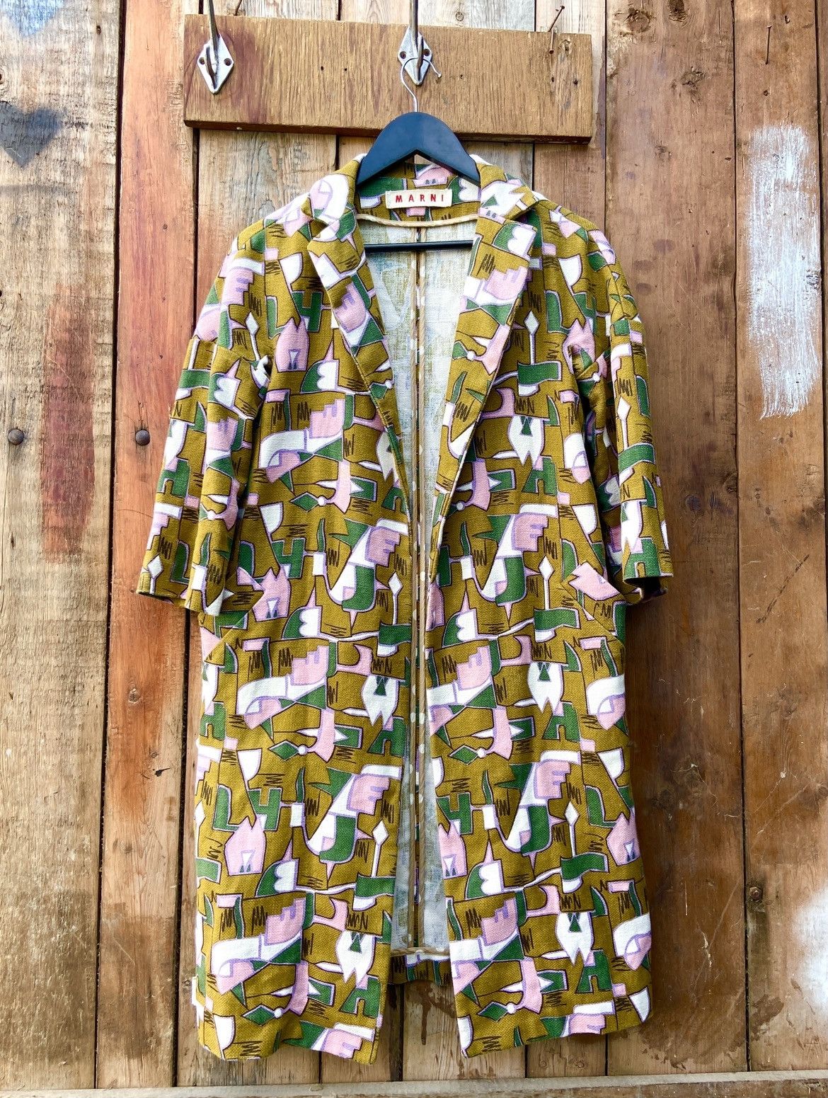Marni ★0% TAX★ ABSTRACT MARNI LINEN 3/4 SLEEVE COAT KAPITAL KIMONO Size US S / EU 44-46 / 1 - 1 Thumbnail