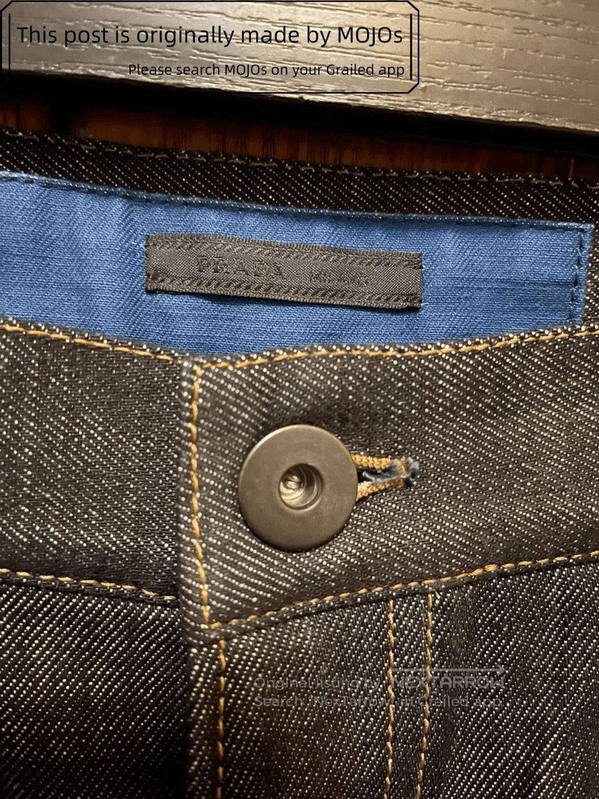 Prada Sz 32 Prada Back Pocket Logo Raw Denim mojos19471018. Size US 32 / EU 48 - 4 Thumbnail