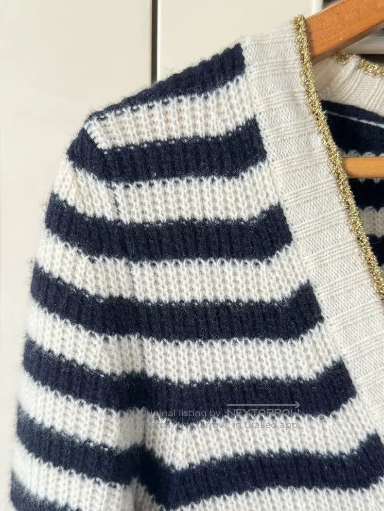 Gucci Gucci Black and white striped gold-edged knitted cardigan Size XXS / US 00 / IT 34 - 4 Thumbnail