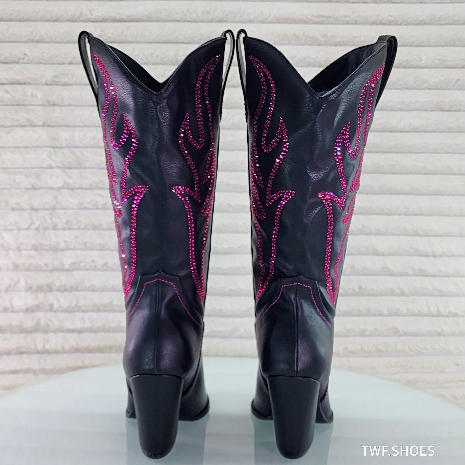 Other So Me Mileage Pink Rhinestone Design Black Western Cowgirl B Size US 8 / IT 38 - 4 Thumbnail