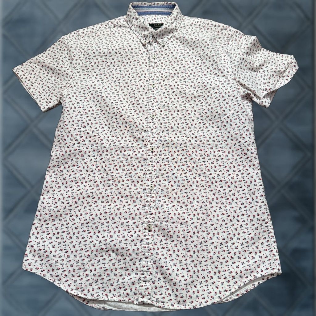 Zara Zara Shirt Mens Medium Short Sleeve Button Up Floral Slim Preppy Multicolor Cotton Knit Casual Summer 90s Floral Zara Mens Shirt Size US M / EU 48-50 / 2 - 1 Thumbnail