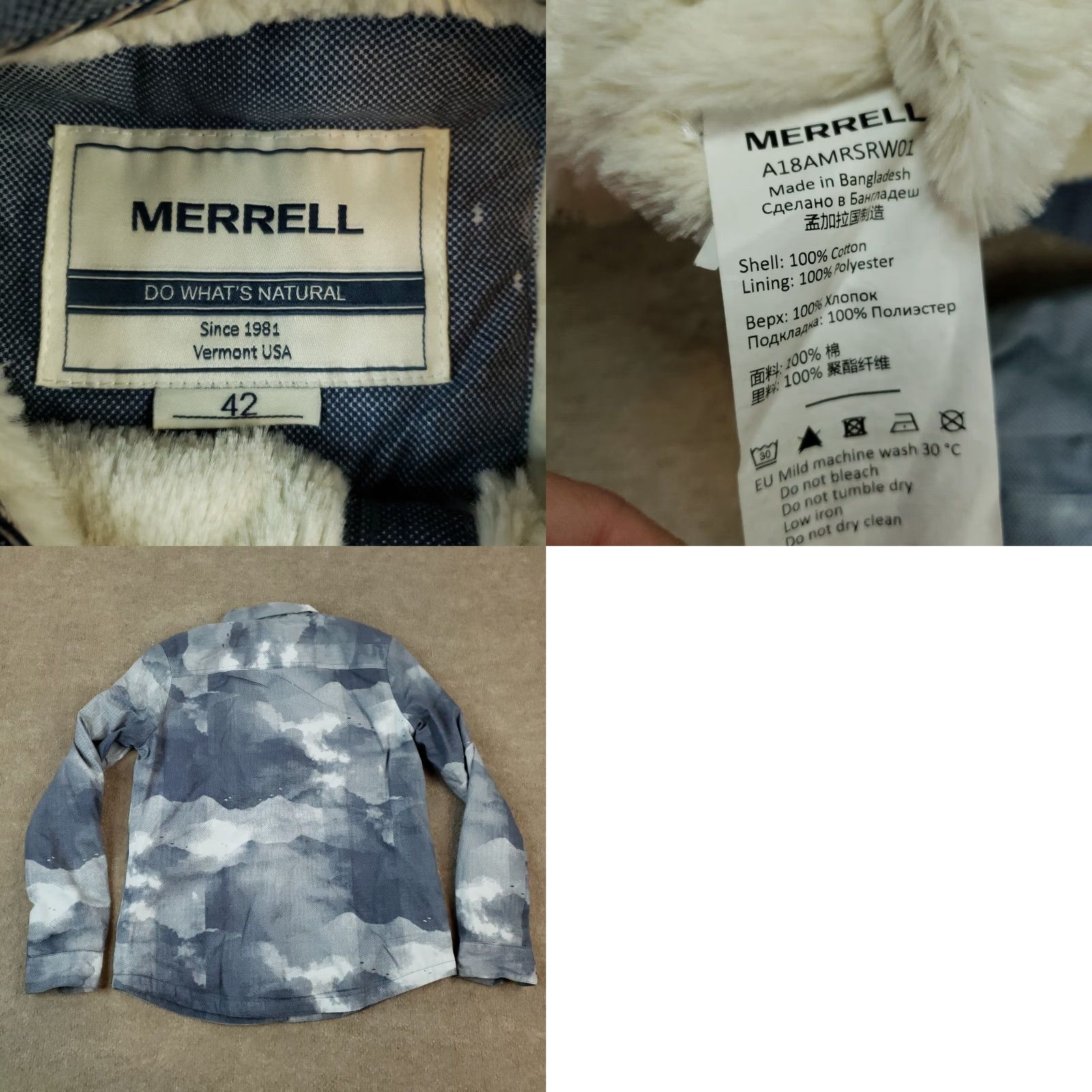 Merrell Merrell Shirt Shacket Womens Small Blue Sherpa Fur Lined Snap Front Long Sleeve Size S / US 4 / IT 40 - 8 Thumbnail