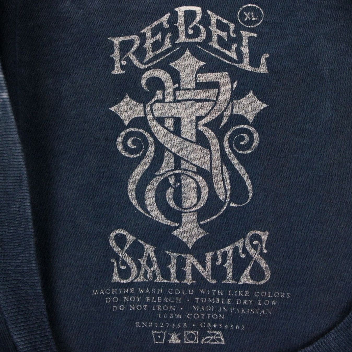 Vintage Rebel Saints Shirt Adult XL Blue Motorcycle Graphic Print S/S T-Shirt Motorcycle Theme Size US XL / EU 56 / 4 - 7 Thumbnail