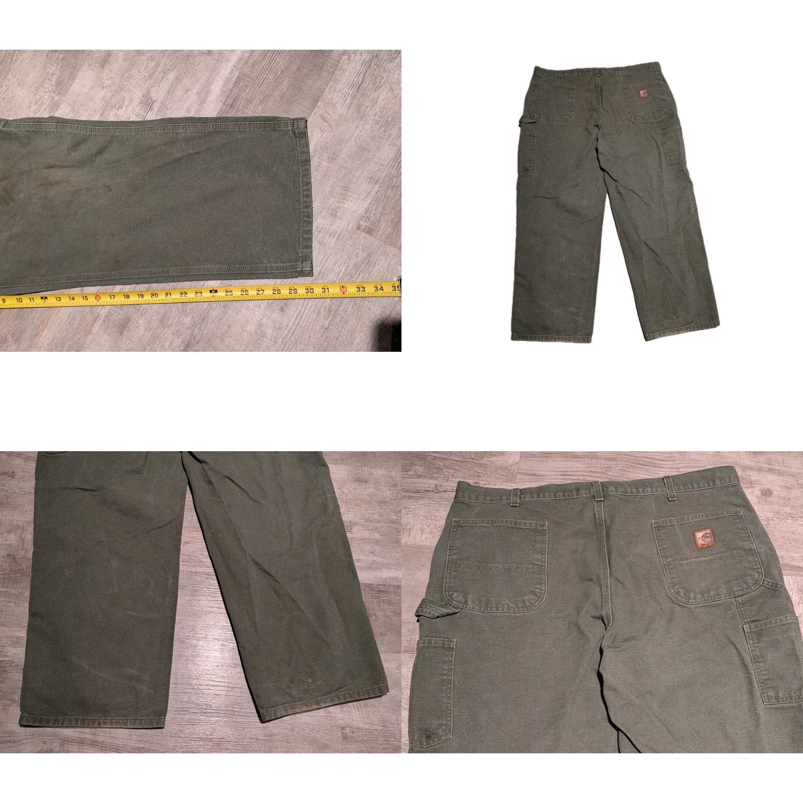 Carhartt VINTAGE Carhartt Pants Mens 42x30 Green Canvas Work Carpenter Relaxed 5-Pocket Denim/Dungaree Wide-Leg Logo Belt Loops 90s USA Grunge Vintage Mens Size US 42 / EU 58 - 9 Thumbnail