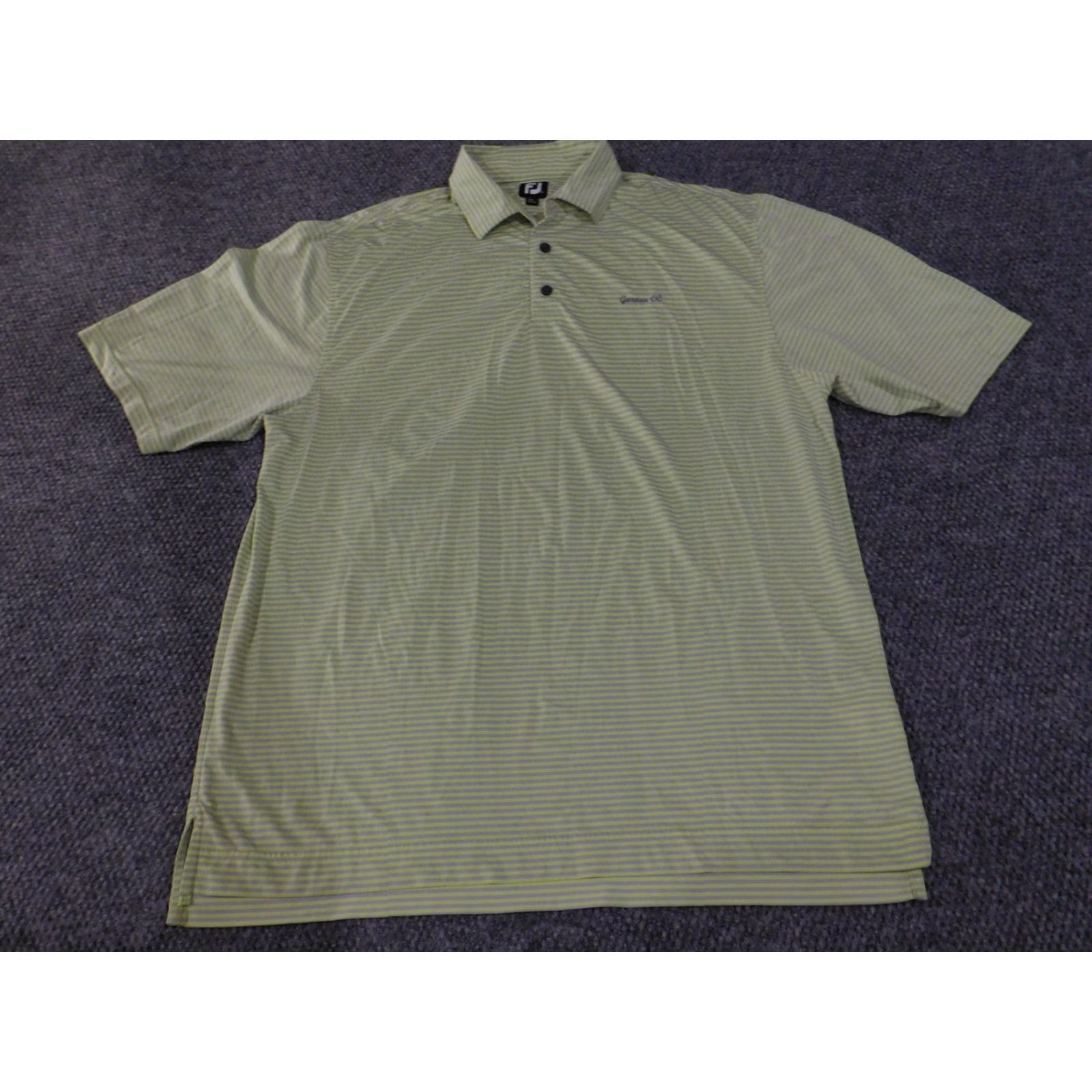 Footjoy FootJoy Polo Shirt Mens Large Green Striped Golf Geneva CC FJ Logo Performance-Activewear Casual Shirt Size US L / EU 52-54 / 3 - 4 Thumbnail