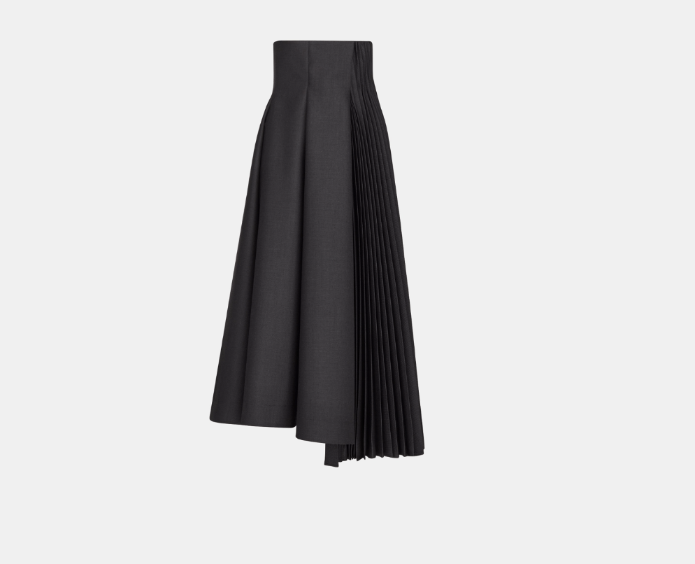 image of Dior O1W1Db10224 Asymmetric Mid-Length Skirt In Gray in Grey, Women's (Size 38)