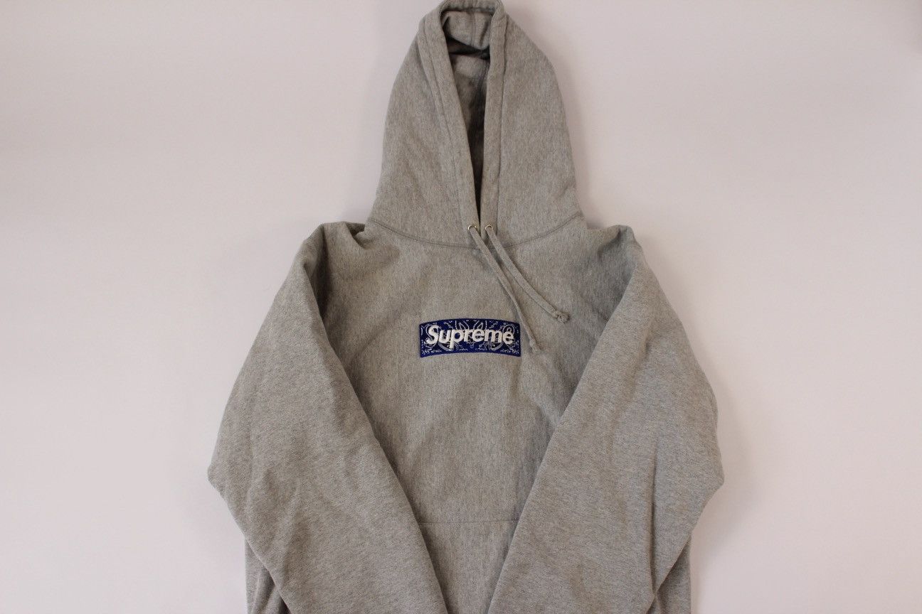 Supreme Supreme Bandana Box Logo Hooded Sweatshirt 'Heather Grey' Size US M / EU 48-50 / 2 - 2 Thumbnail