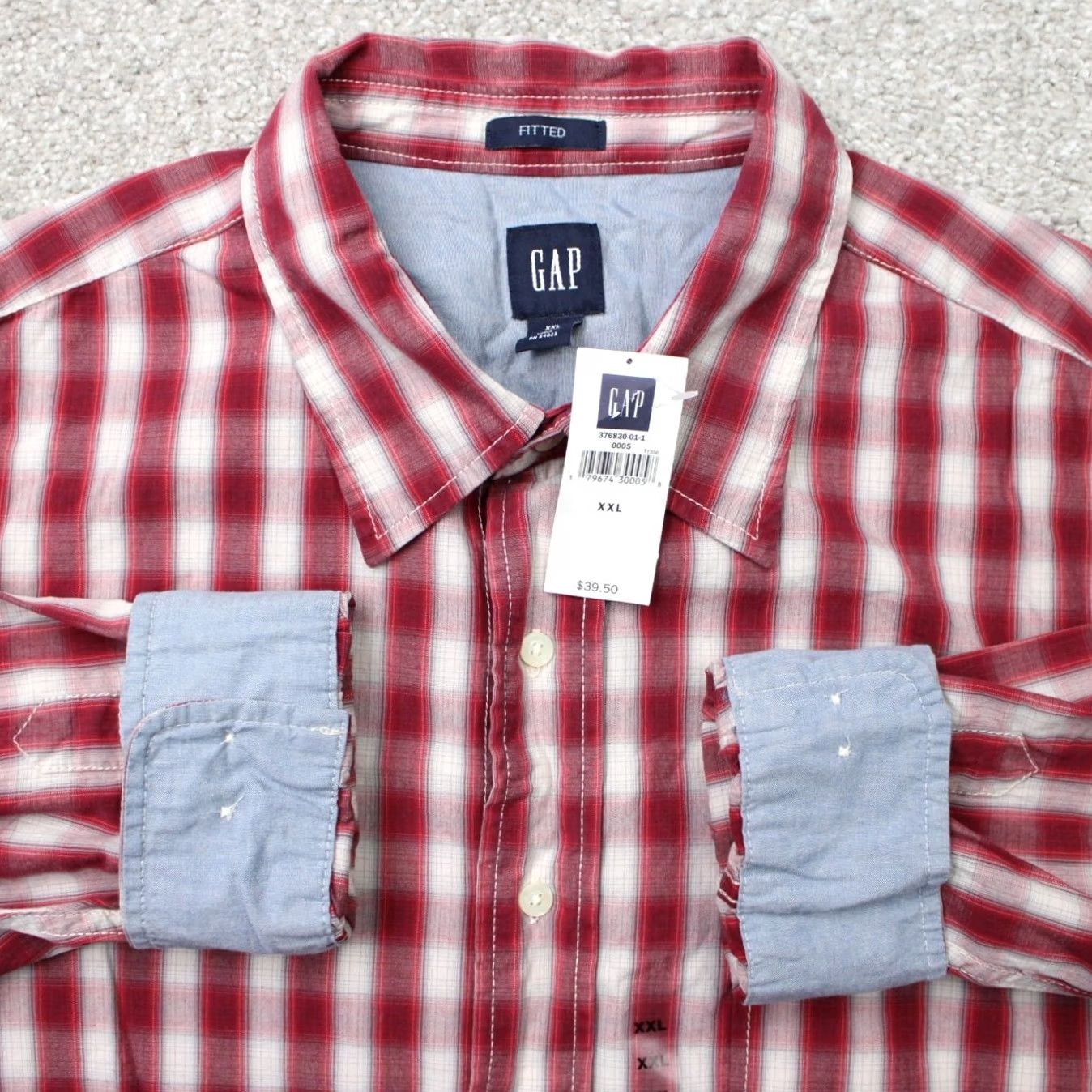 Gap GAP Shirt Mens 2XL Red Button-Up Long Sleeve 100% Cotton Button-Down Collared Size US XXL / EU 58 / 5 - 2 Thumbnail