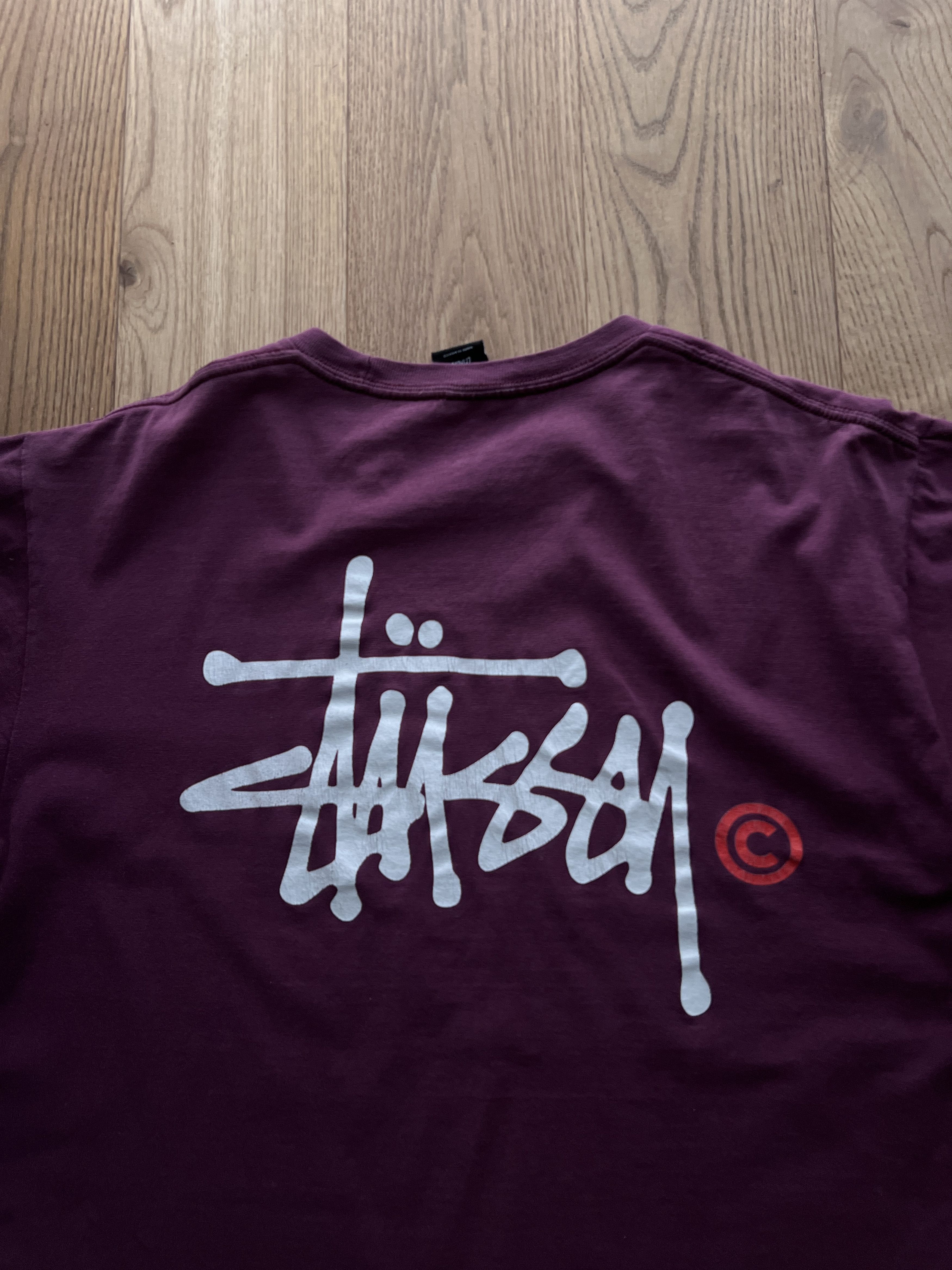 Stussy Crazy Stussy sunfaded burgundy vintage big back logo t shirt Size US L / EU 52-54 / 3 - 11 Thumbnail