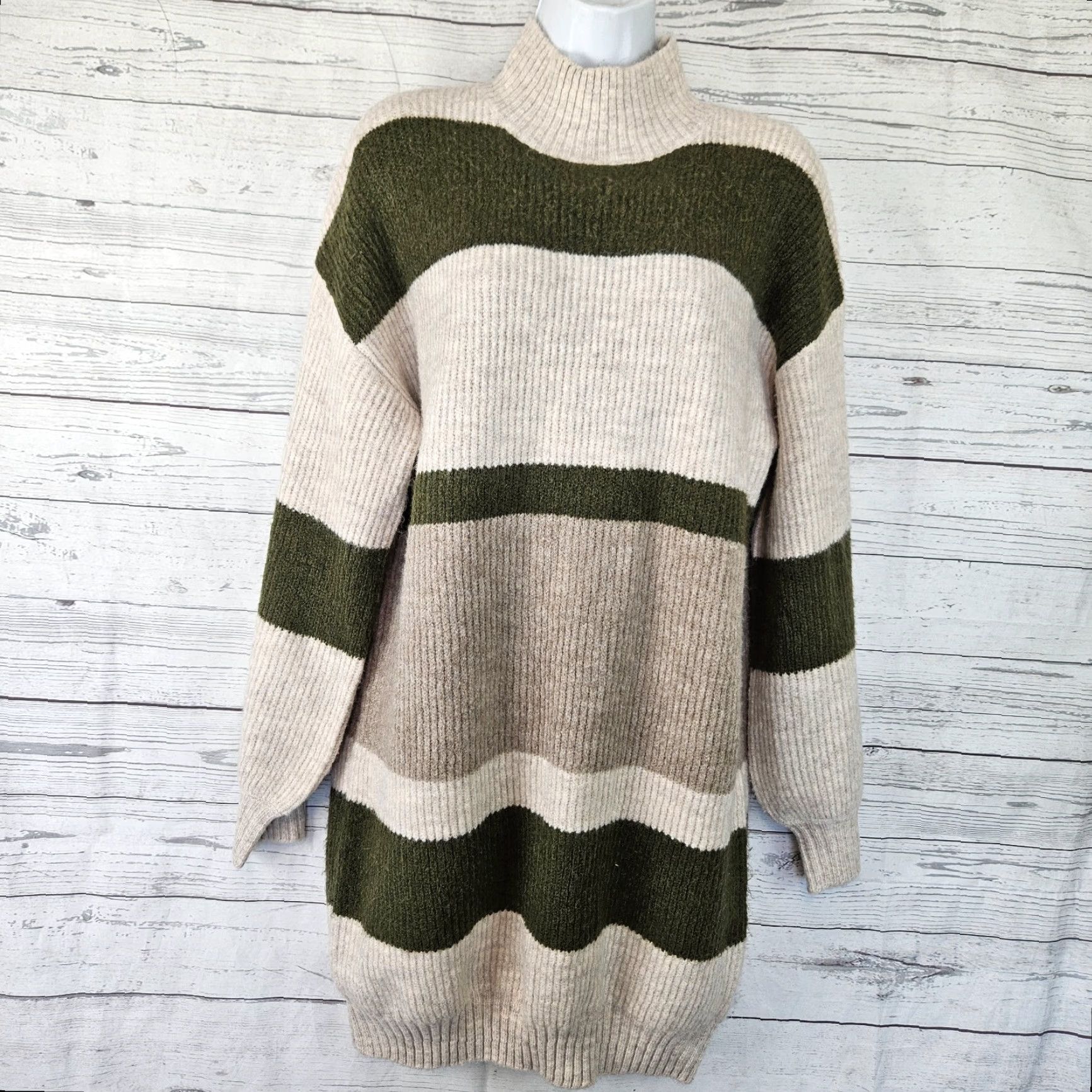 Lulus Lulus Womens Sweater Tunic M Multicolor Stripe Mock Neck Long Sleeve Pullover Fall Winter Size M / US 6-8 / IT 42-44 - 2 Thumbnail
