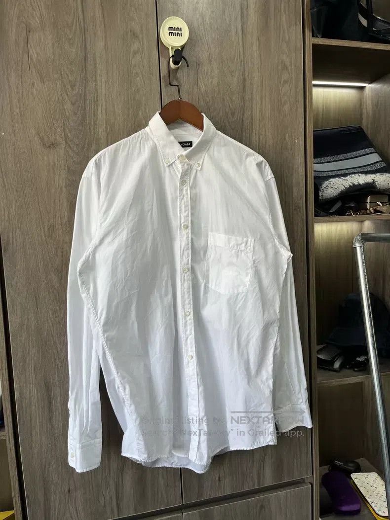 Balenciaga Balenciaga Back Grey Logo White Shirt Size XS / US 0-2 / IT 36-38 - 7 Thumbnail