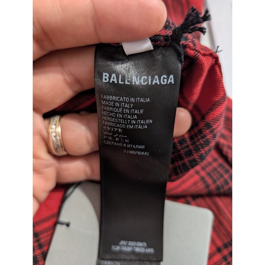 Balenciaga o1rshd1 Hooded Oversized Shirt Check in Red/Black Size US L / EU 52-54 / 3 - 17 Thumbnail