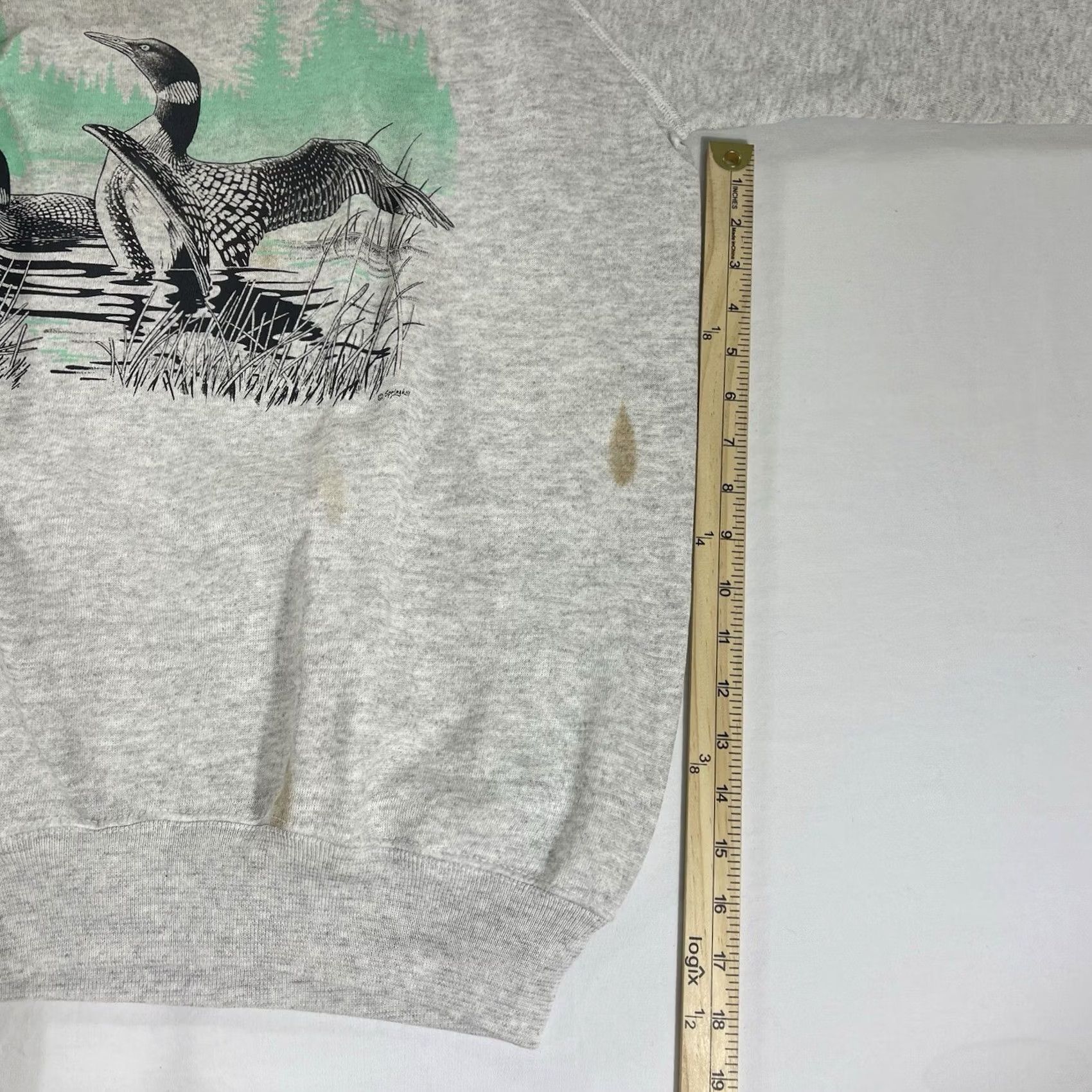 Hanes VINTAGE Hanes Sweatshirt XL Gray Crew Neck Long Sleeve Graphic Print Duck Mallard 90s Mens Size US XL / EU 56 / 4 - 6 Thumbnail