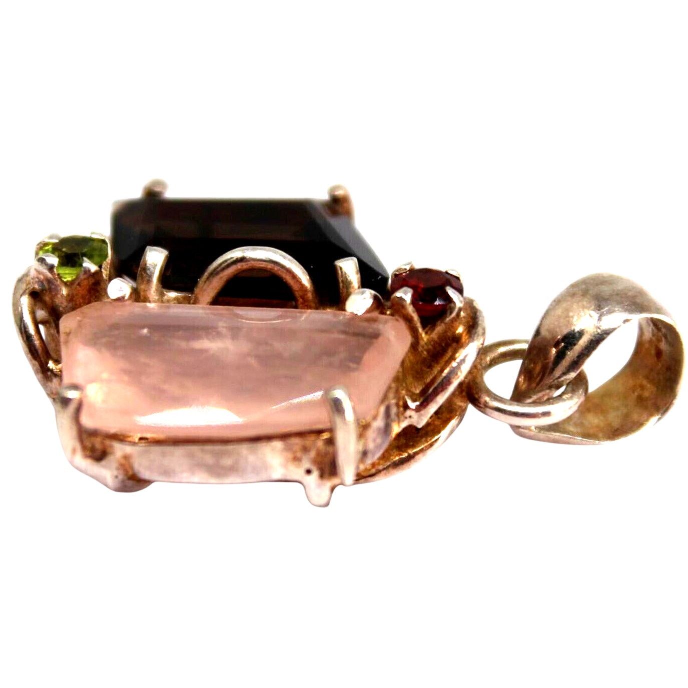 Other Vintage Pendant Peridot Garnet Smoke Rose Quarts 925 Silver Size ONE SIZE - 2 Thumbnail
