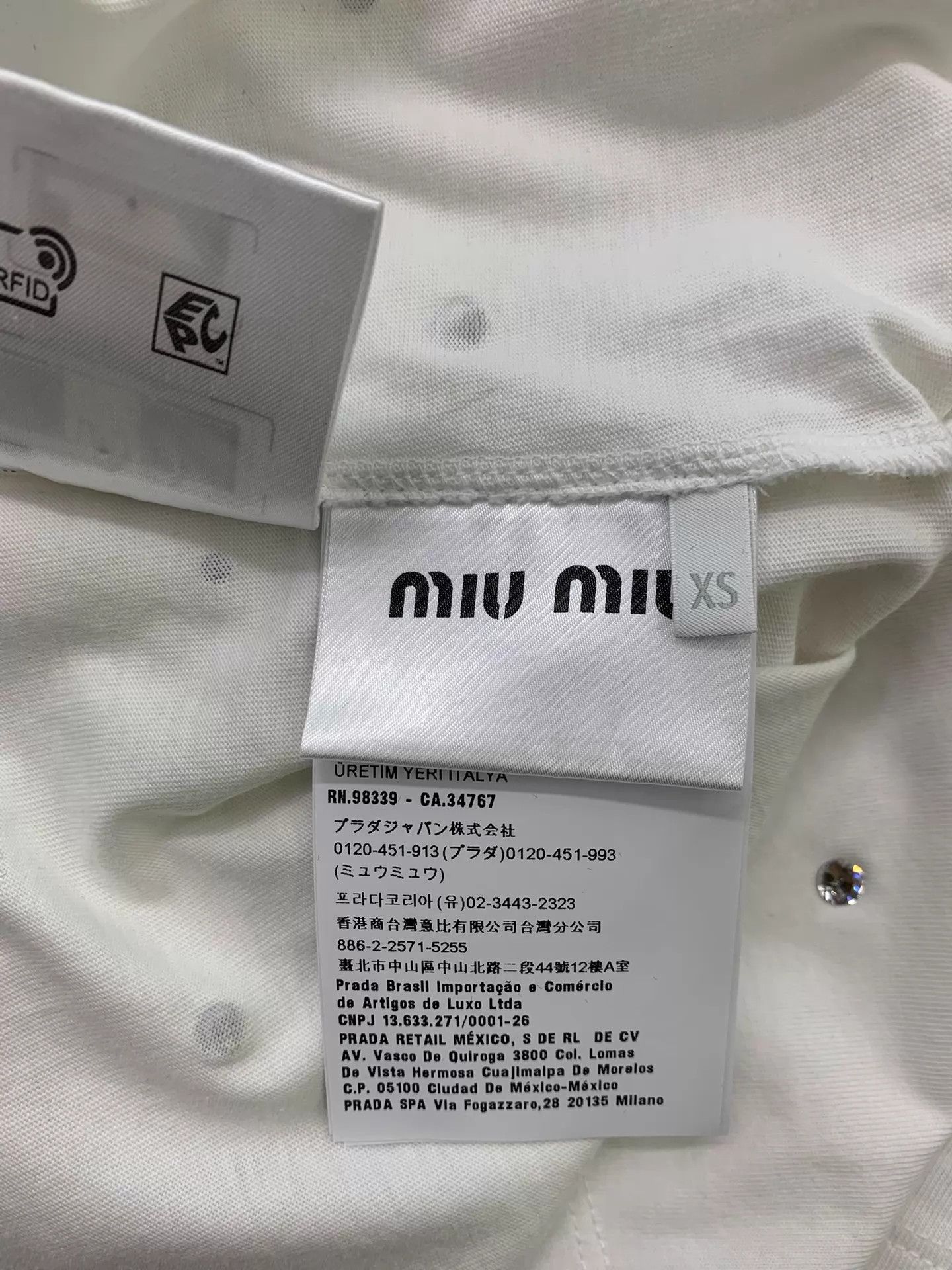 Miu Miu MIU MIU White Crystal Embellished Long Sleeve T XS New Size XS / US 0-2 / IT 36-38 - 5 Thumbnail