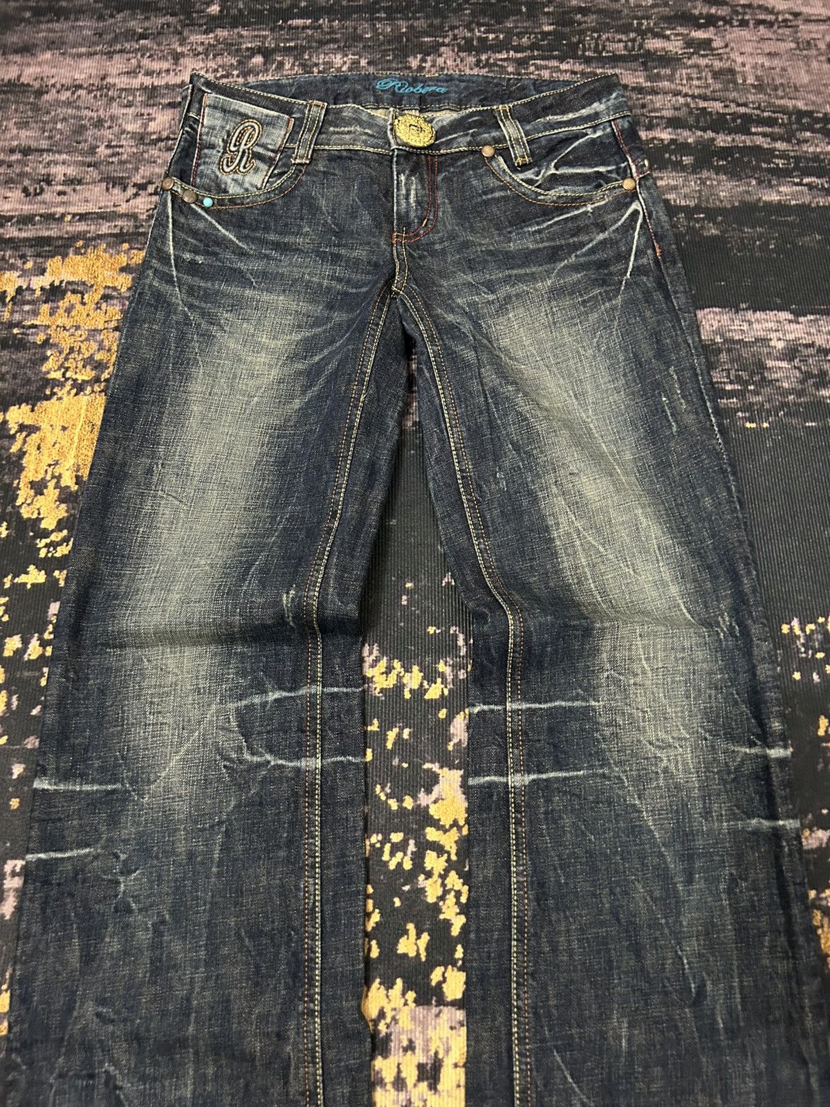 Tornado Mart Riobera Whiskered Studed Pocket Back Jeans Size US 30 / EU 46 - 5 Thumbnail