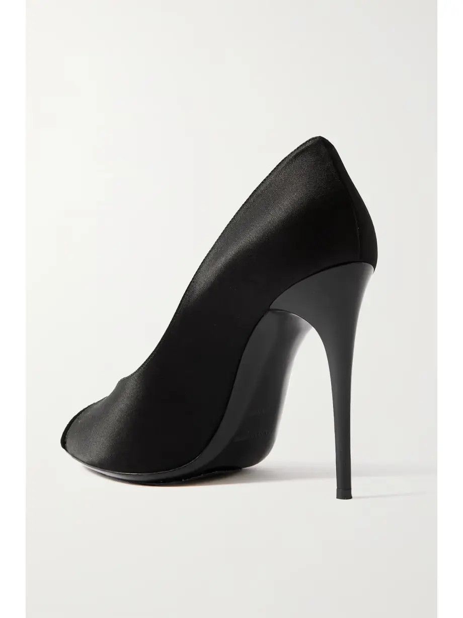 Saint Laurent Paris o1b1hav111224 Alix Silk Satin Rhinestones Pumps in Black Size US 11 / IT 41 - 4 Thumbnail