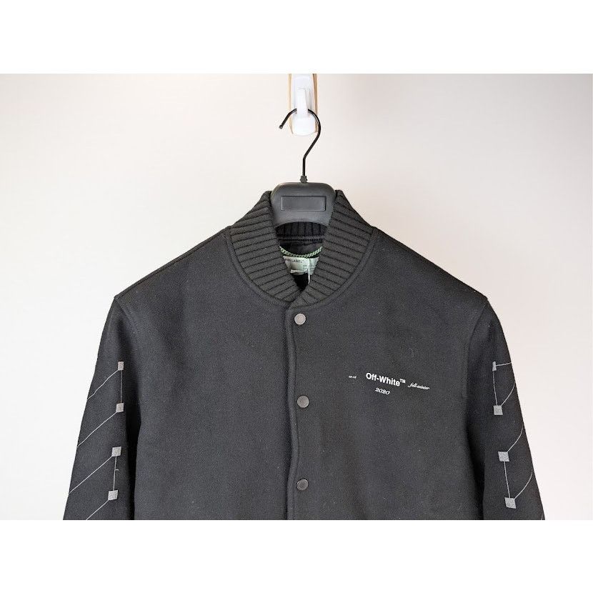 Off-White o1rshd1 Virgil Abloh Arrows Varsity Jacket in Black / White Size US M / EU 48-50 / 2 - 4 Thumbnail