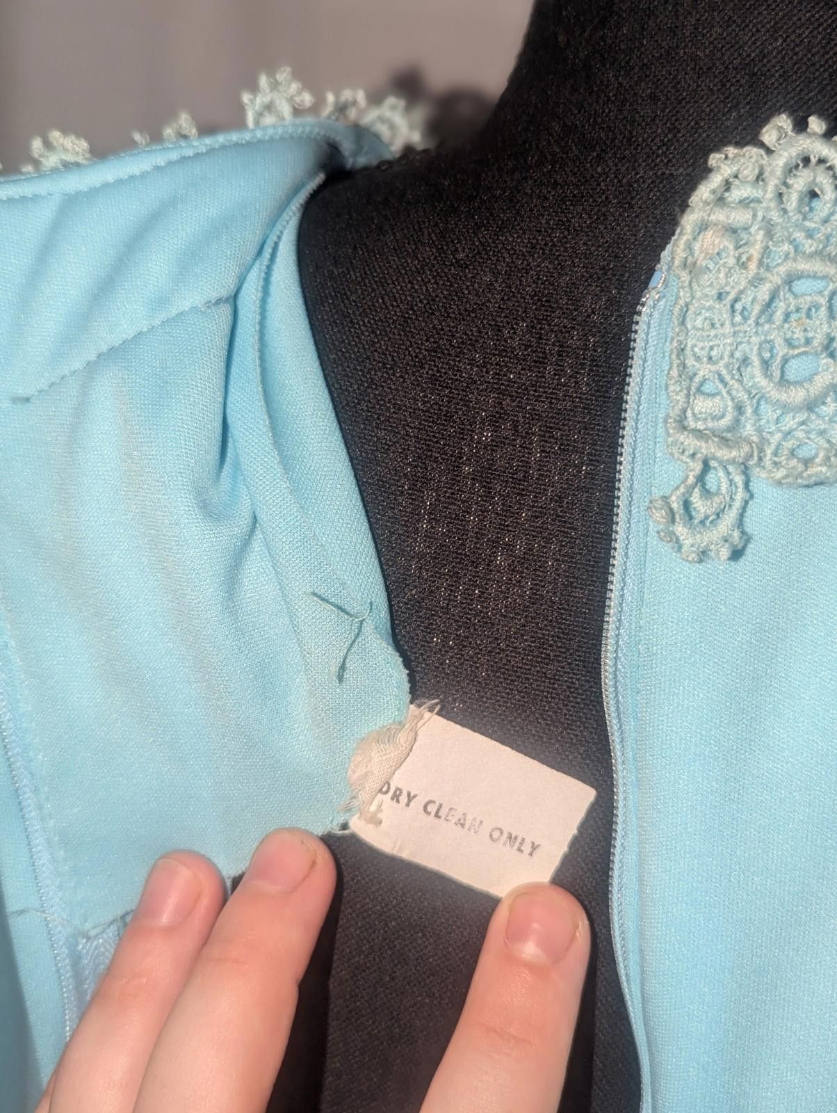 Handmade VTG Light Blue 60s Coquette Sheer Sleeved Maxi Prairie Dress Size L / US 10 / IT 46 - 5 Thumbnail
