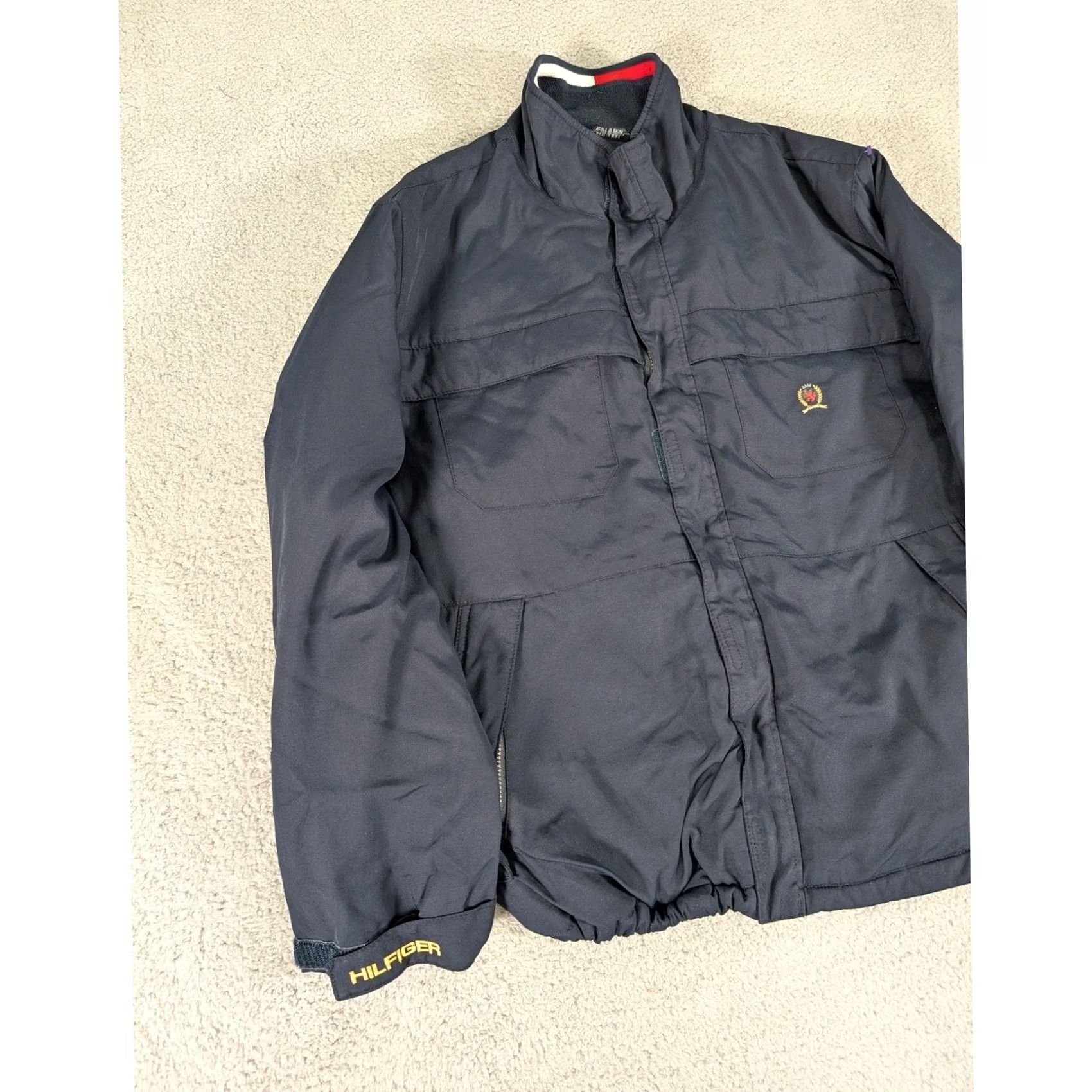 Tommy Hilfiger Tommy Hilfiger Jacket Mens Large Navy Blue Crest Logo Embroidered Full Zip Coat Size US L / EU 52-54 / 3 - 2 Thumbnail