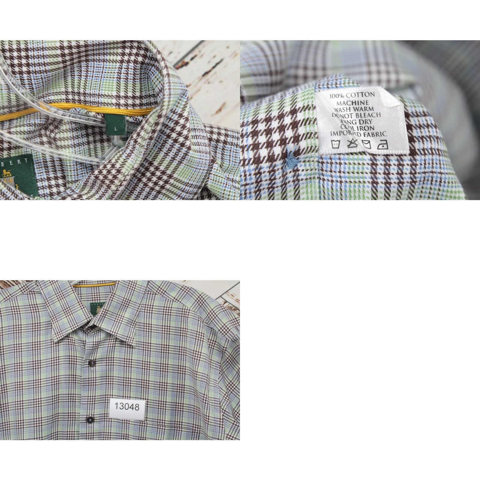Robert Talbott Robert Talbott Shirt Mens Large Brown Houndstooth Plaid Long Sleeve Workwear Button-Up Casual Formal Business Mens Size US L / EU 52-54 / 3 - 8 Thumbnail