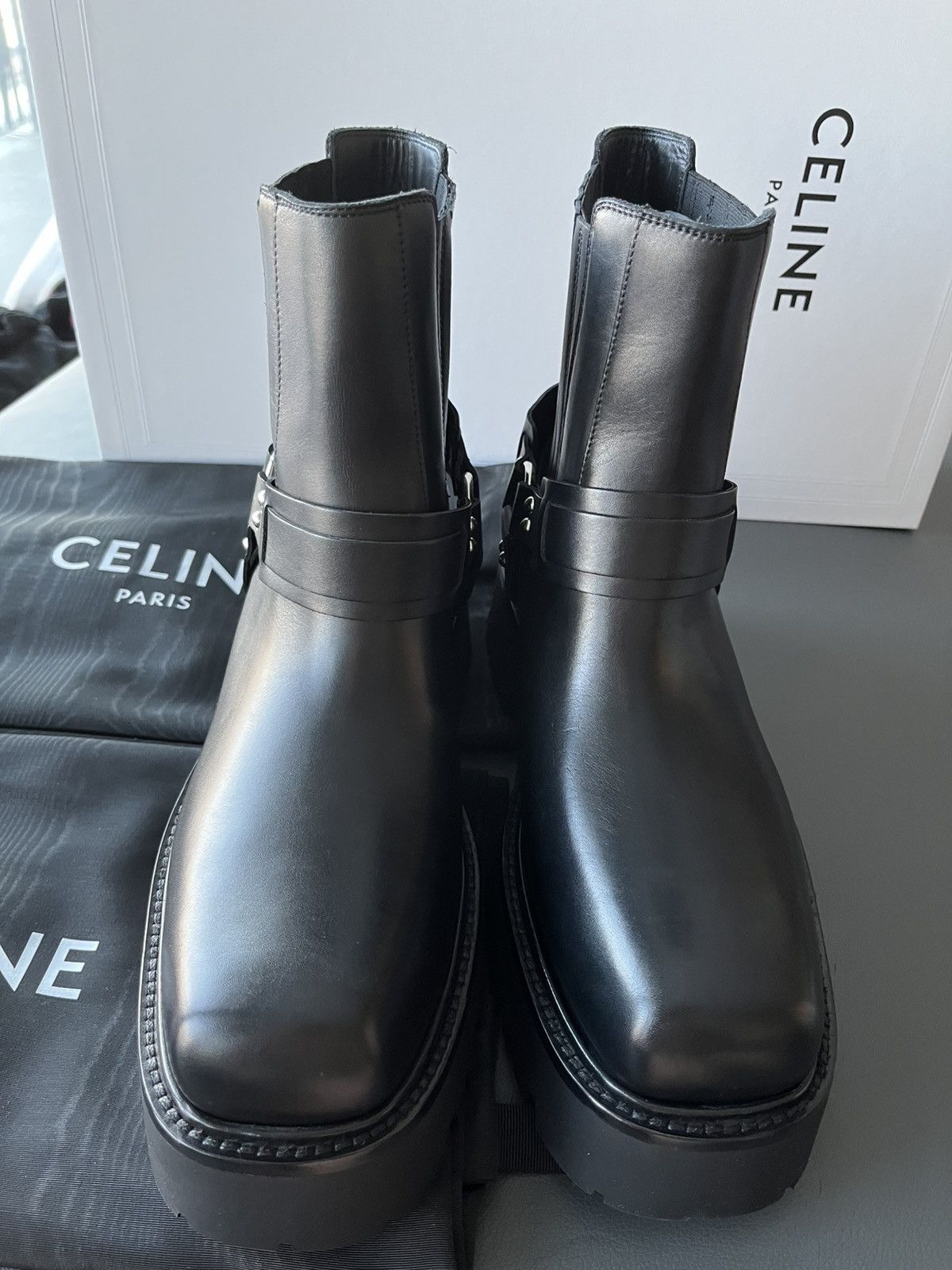 Celine × Hedi Slimane Super Runway Celine Hedi Slimane Biker Chelsea Boots New Size US 11 / EU 44 - 14 Thumbnail