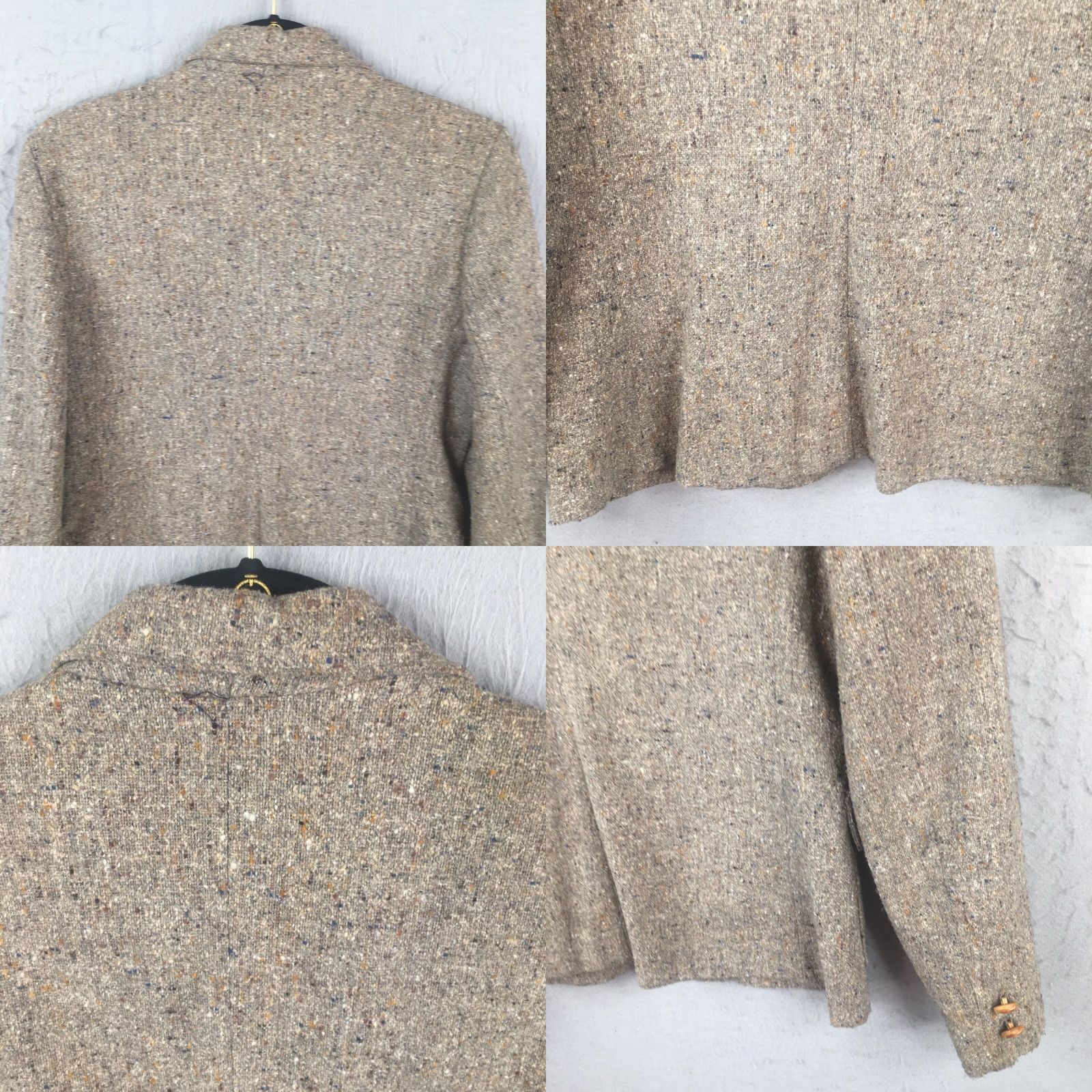 Vintage VINTAGE Happy Legs Blazer Juniors 11 Tan Brown Tweed Jacket Coat Wool Long Sleeve Button Collared Lined 70s College Preppy Womens Mens? Size L / US 10 / IT 46 - 10 Thumbnail